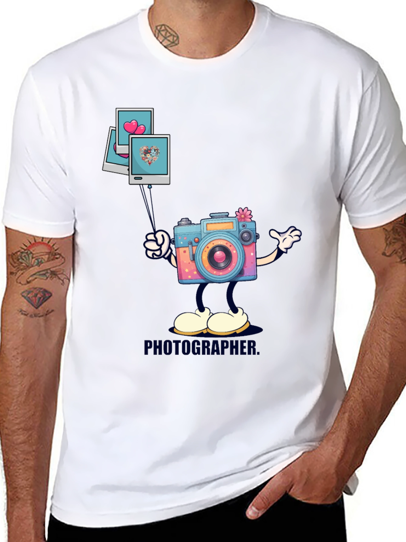 Cartoon Camera Graphic T-Shirt