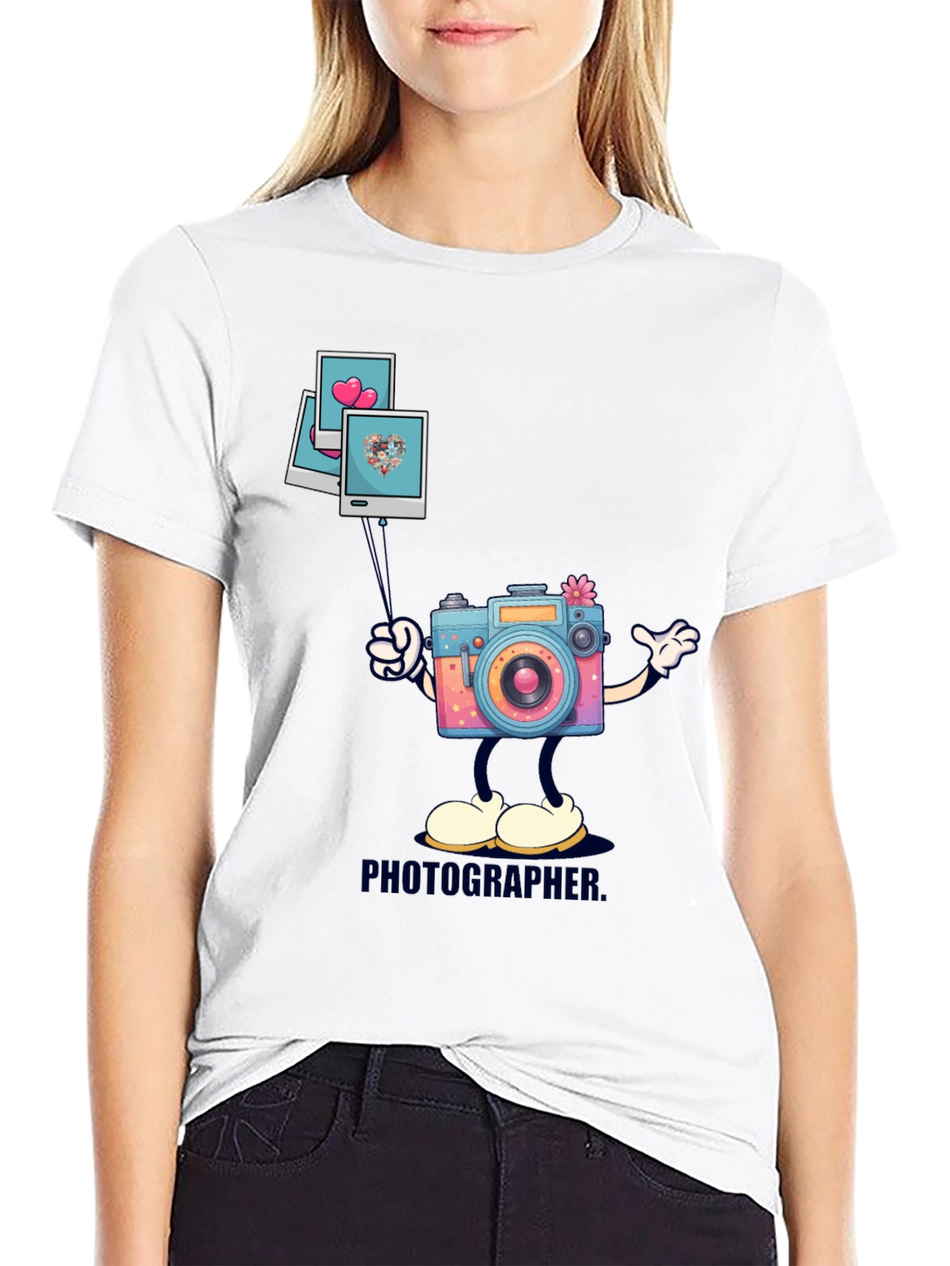 Cartoon Camera Graphic T-Shirt
