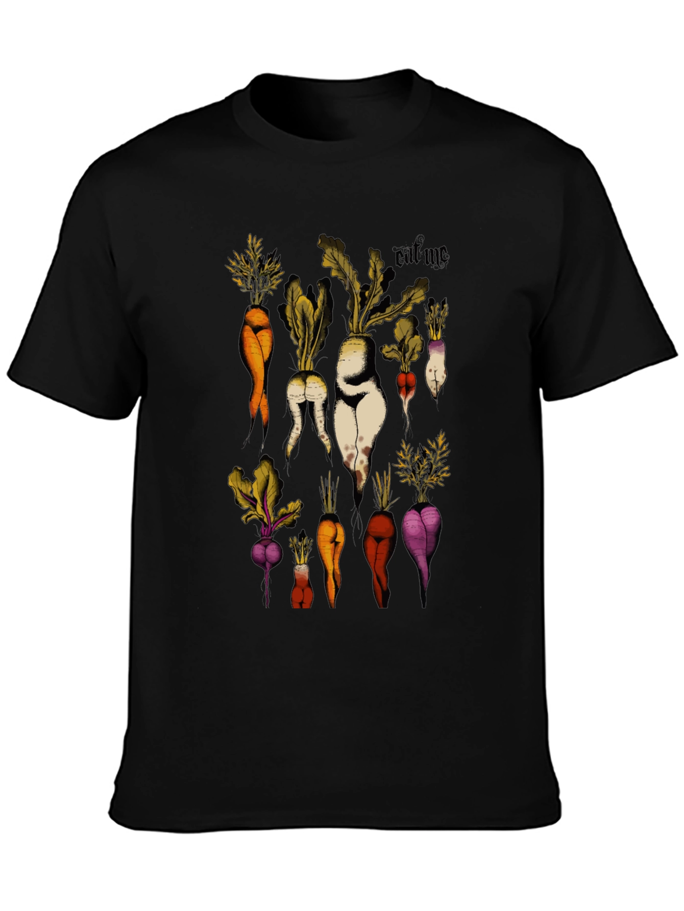 Eat Me Vegetable Graphic Black T-Shirt