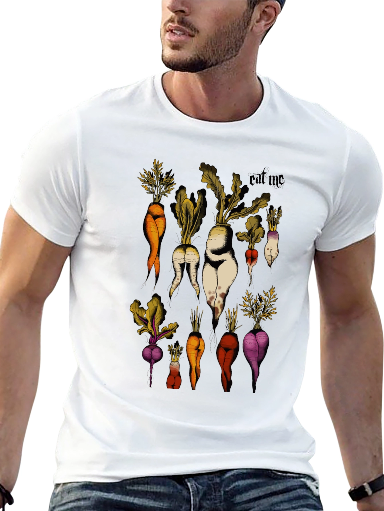Eat Me Vegetable Graphic Black T-Shirt
