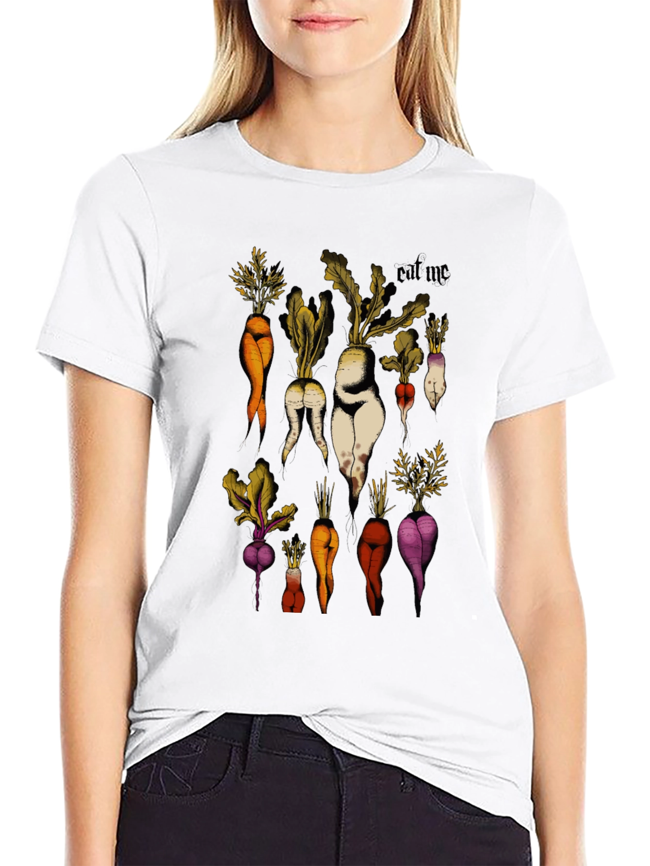 Eat Me Vegetable Graphic Black T-Shirt