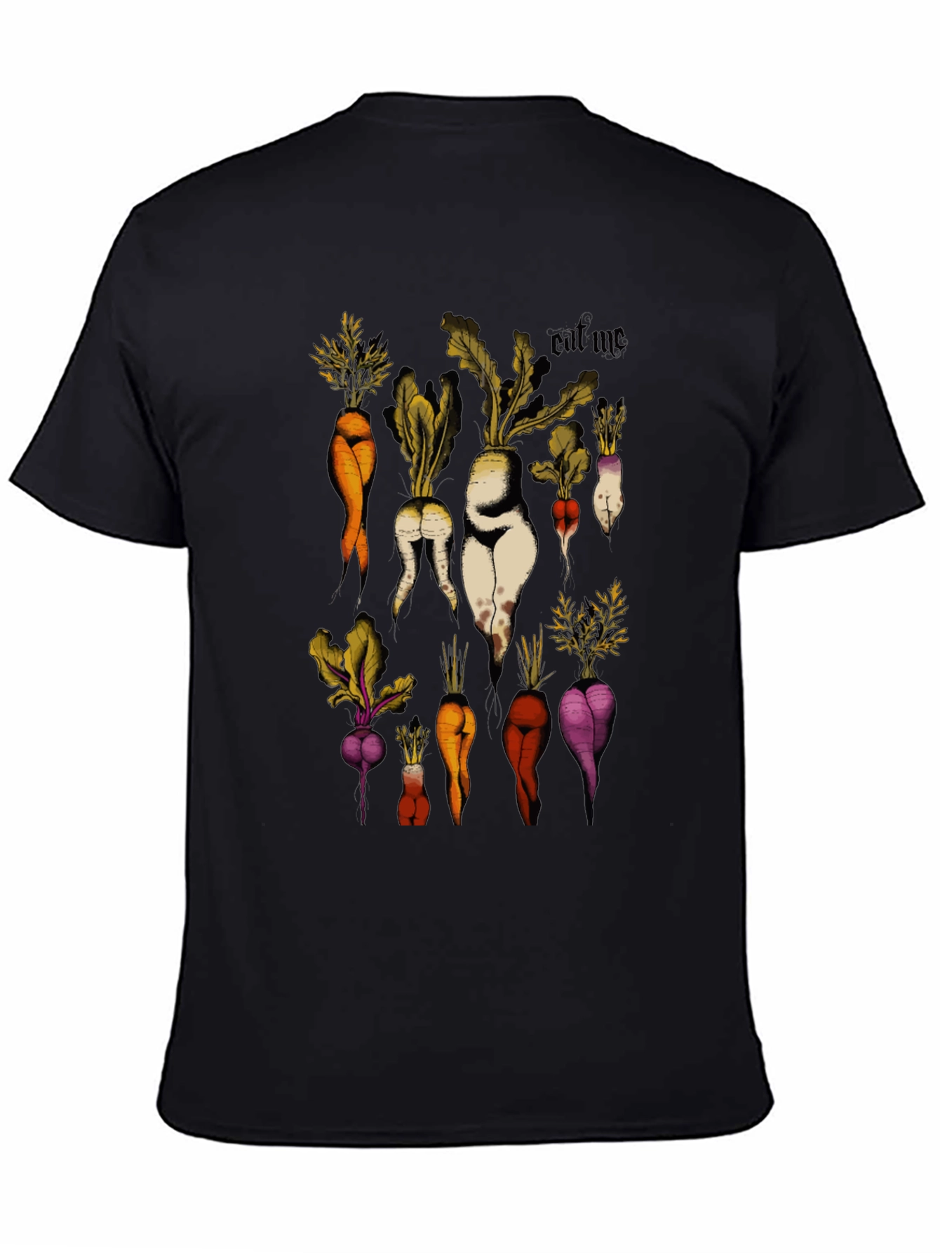Eat Me Vegetable Graphic Black T-Shirt