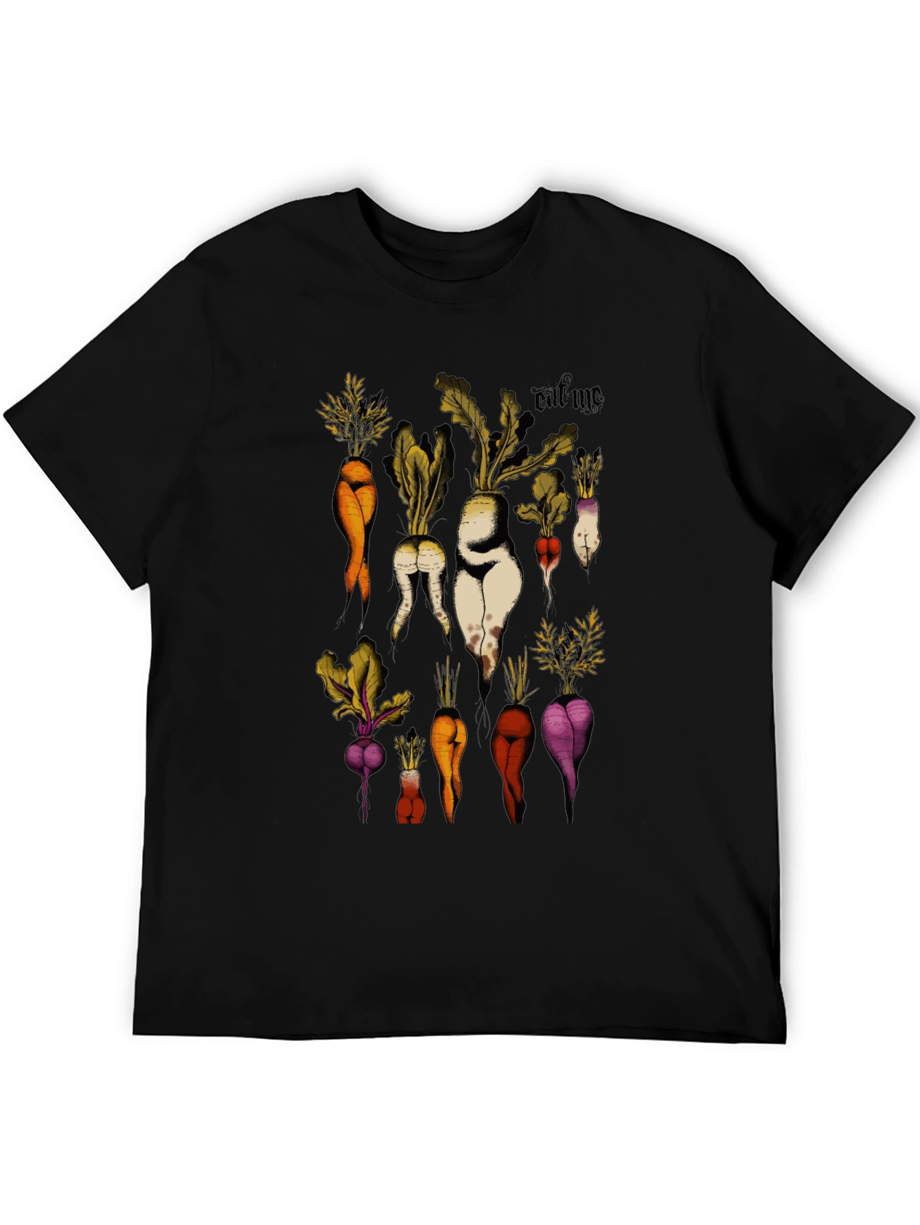 Eat Me Vegetable Graphic Black T-Shirt