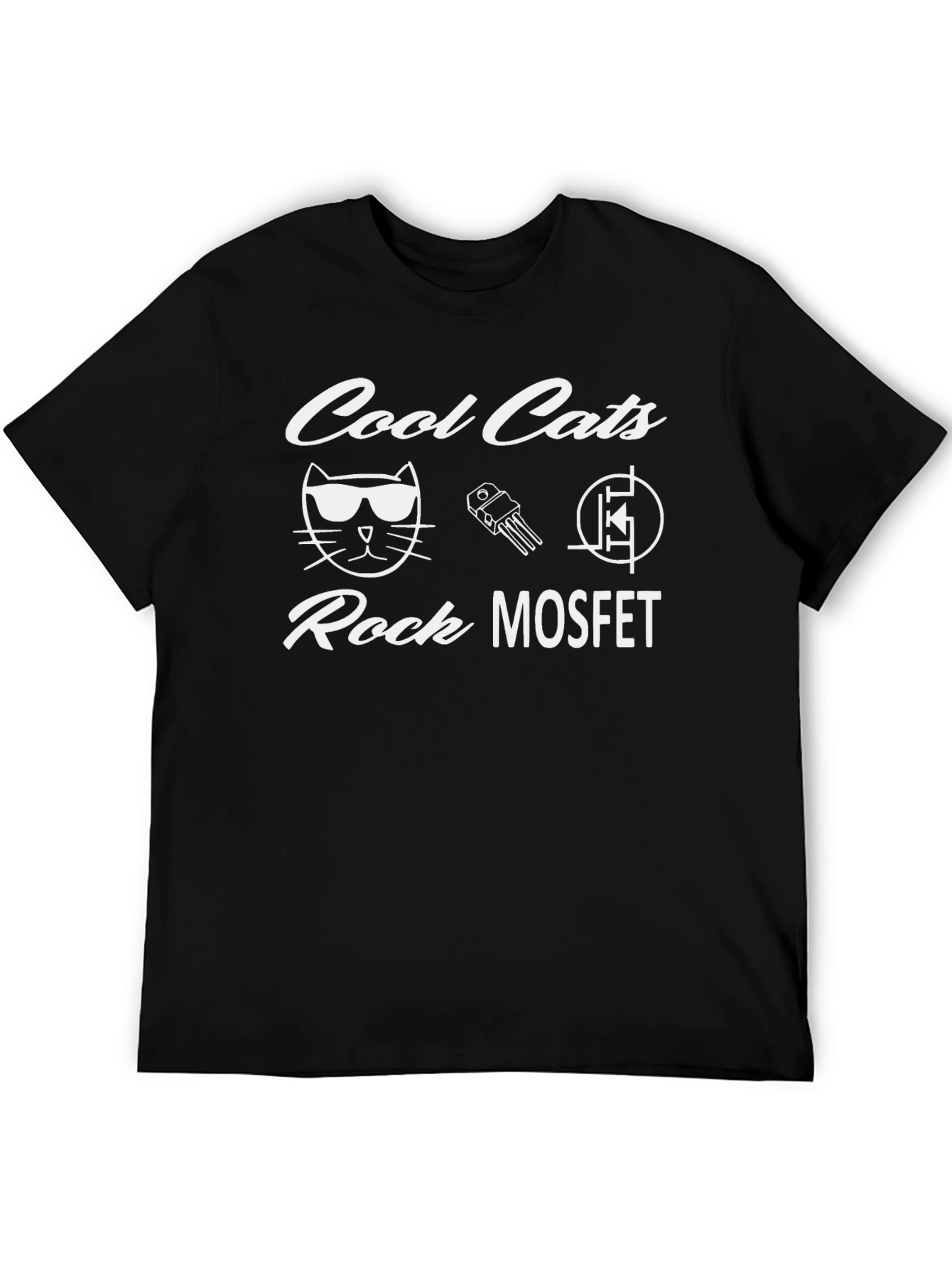 Cool Cats Rock MOSFET Black T-Shirt
