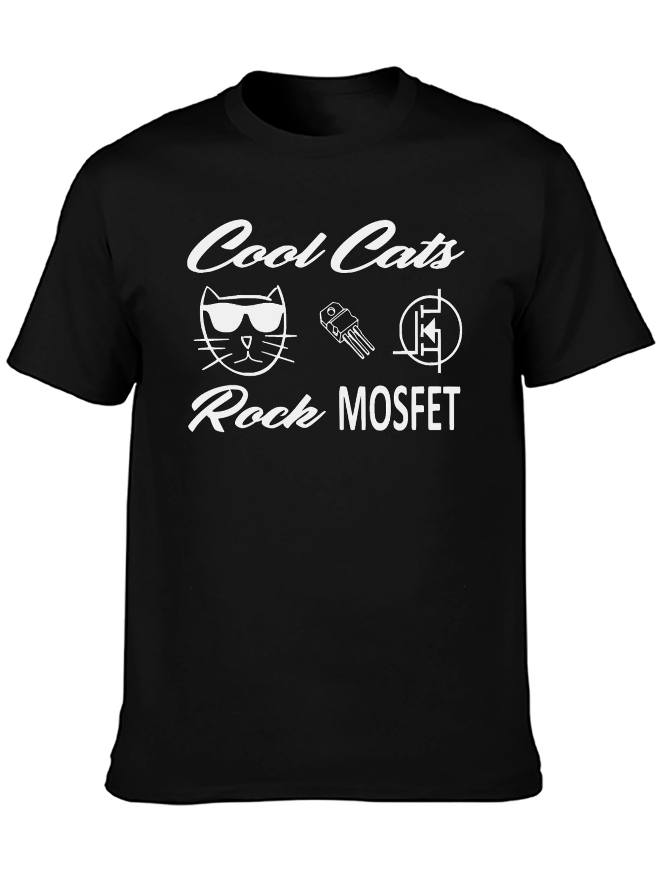 Cool Cats Rock MOSFET Black T-Shirt