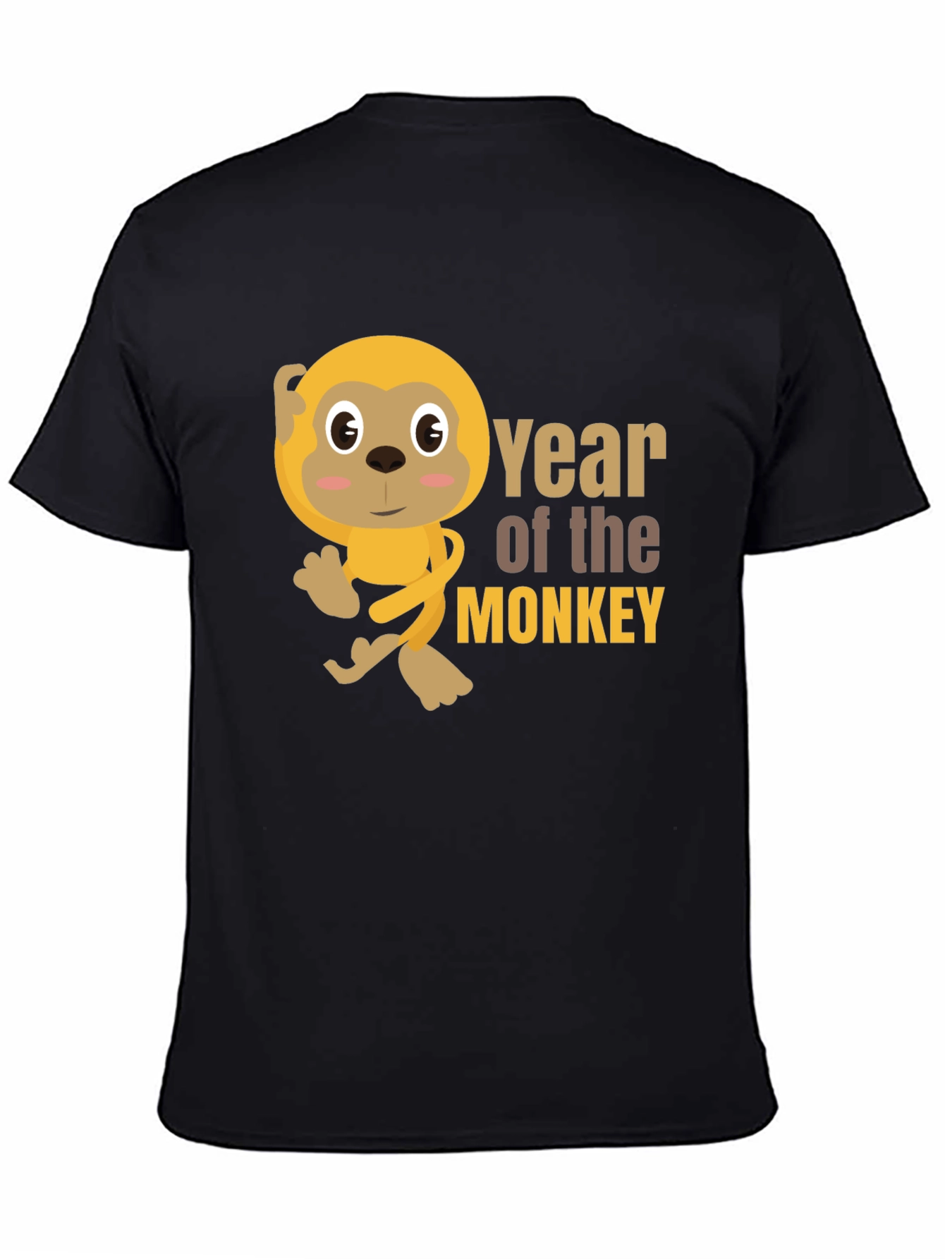 Year of the Monkey Black Graphic T-Shirt