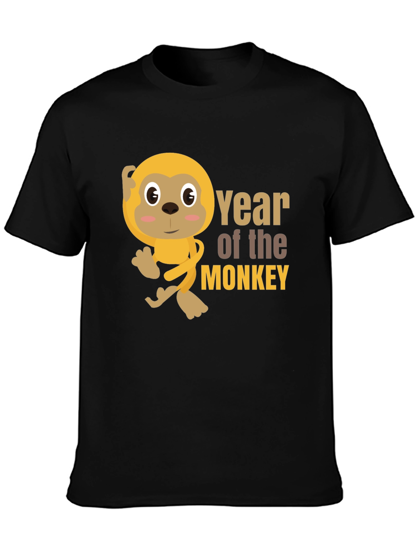 Year of the Monkey Black Graphic T-Shirt