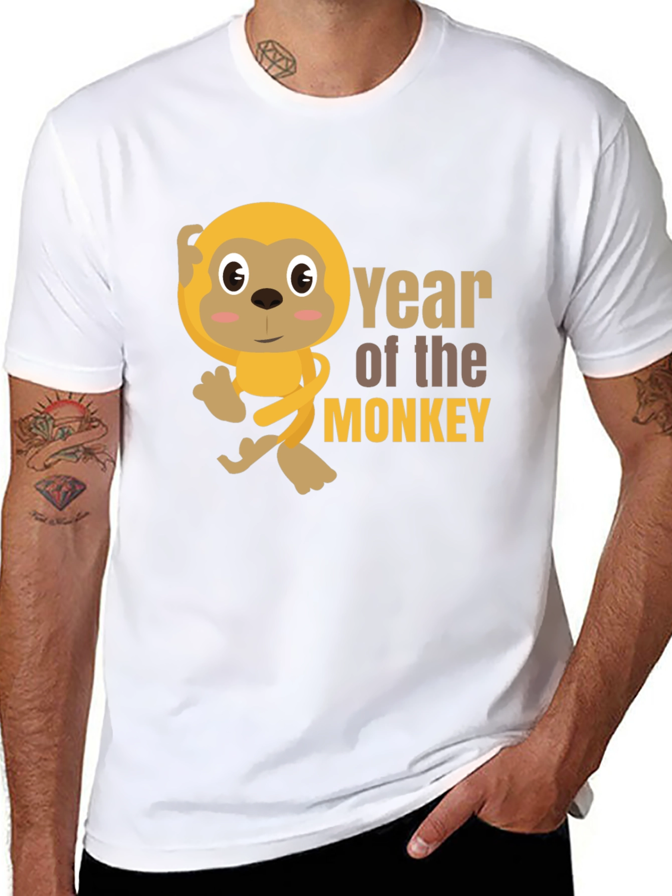 Year of the Monkey Black Graphic T-Shirt