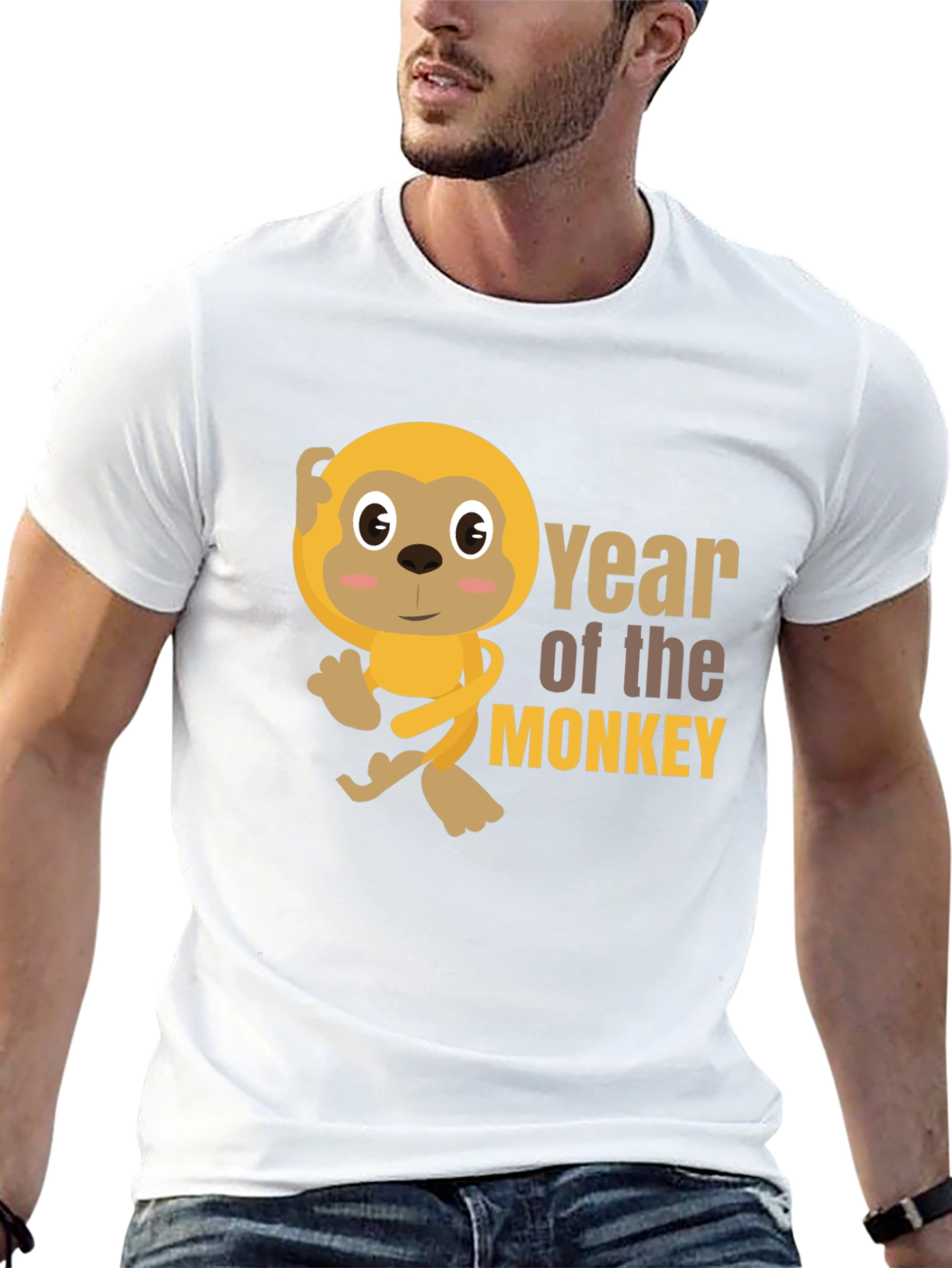 Year of the Monkey Black Graphic T-Shirt