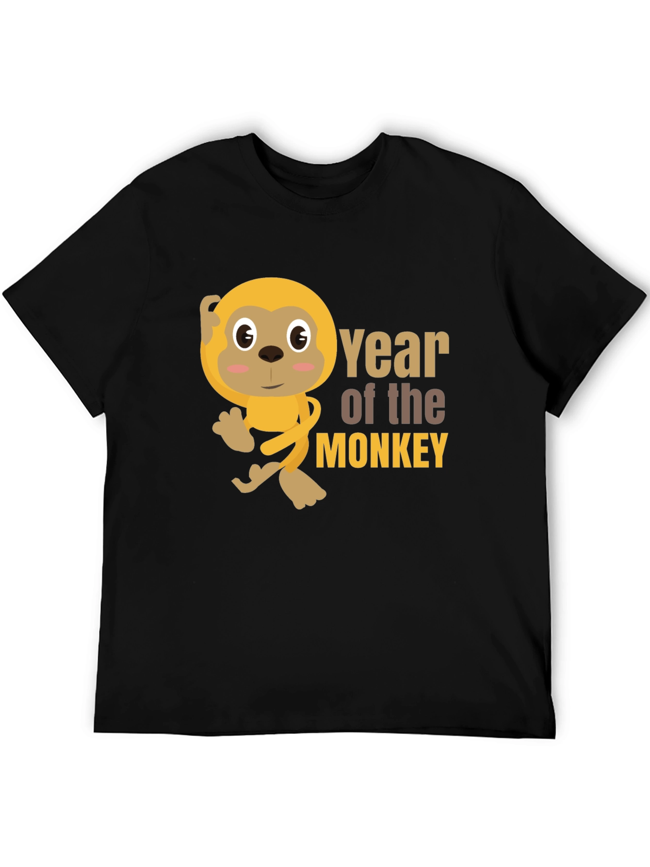 Year of the Monkey Black Graphic T-Shirt
