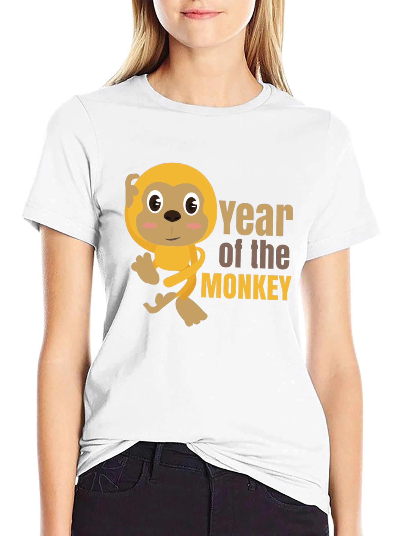Year of the Monkey Black Graphic T-Shirt