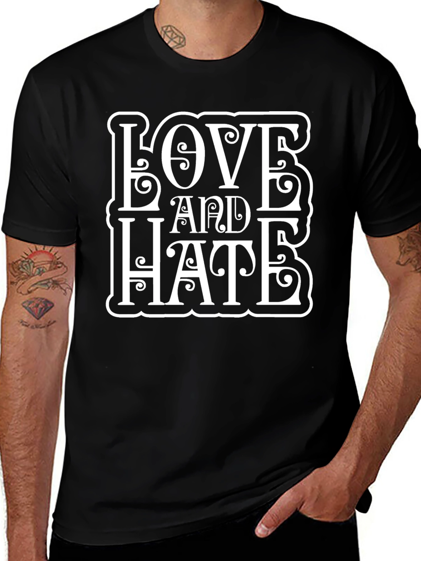 Love and Hate Graphic Tee - Black