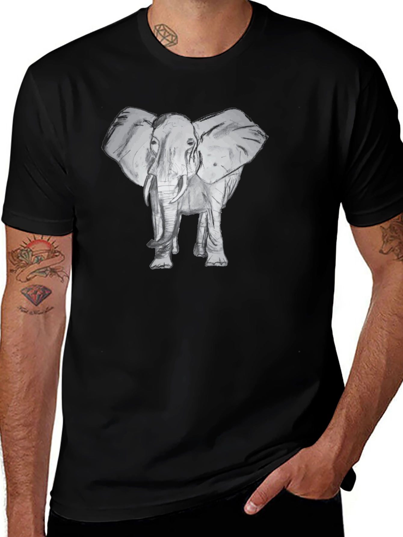 Elephant Graphic Black T-Shirt