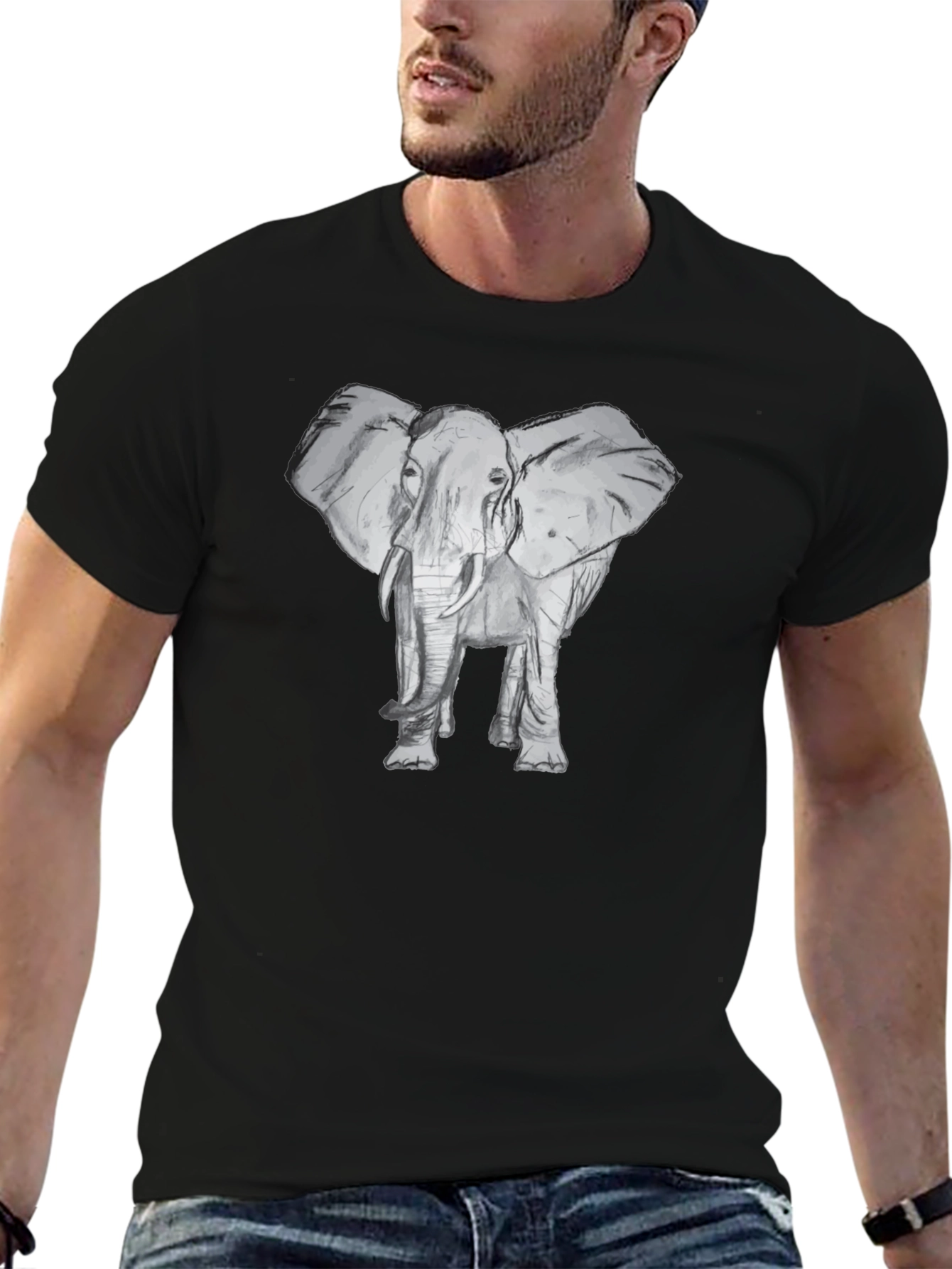 Elephant Graphic Black T-Shirt