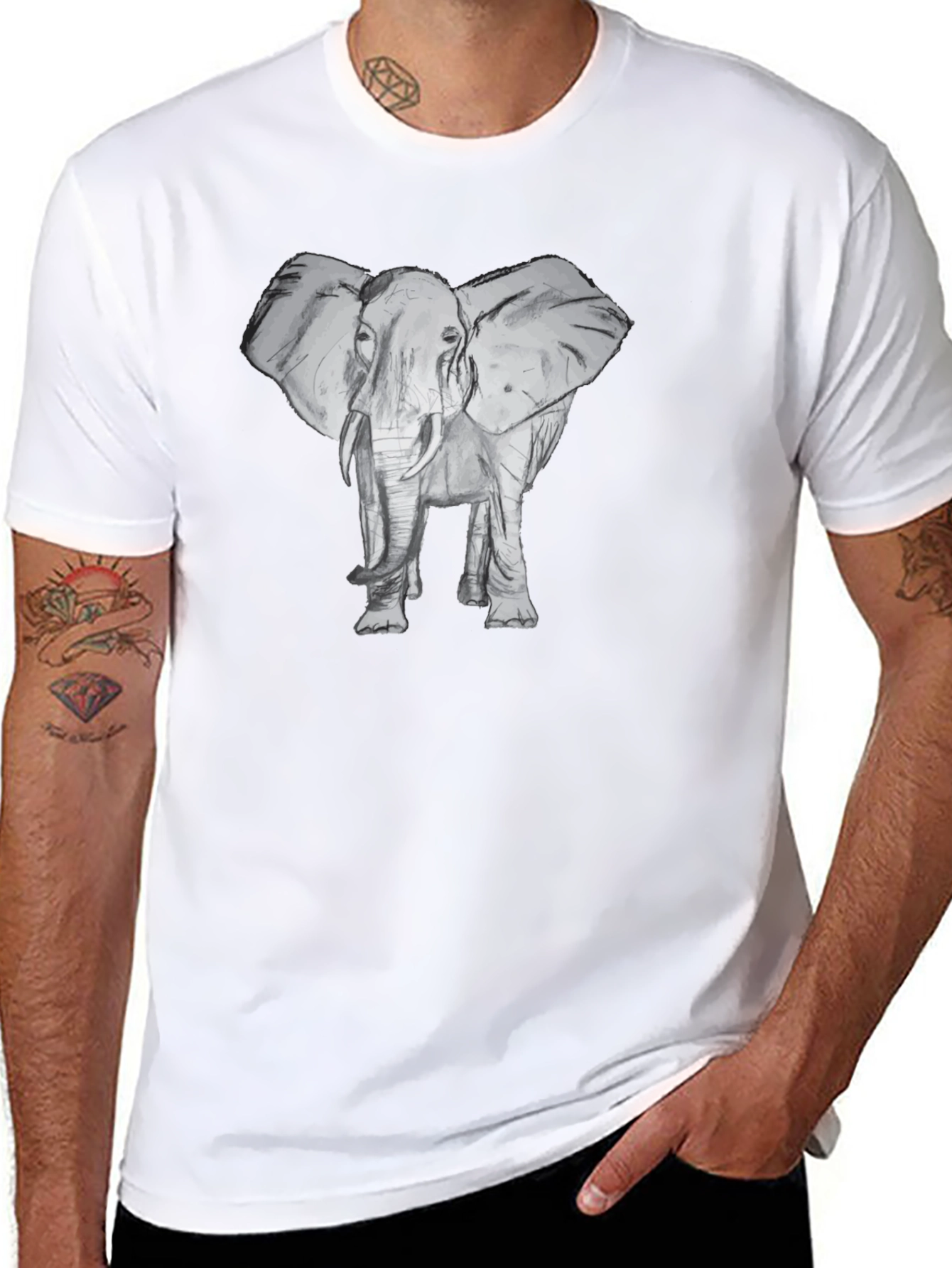 Elephant Graphic Black T-Shirt