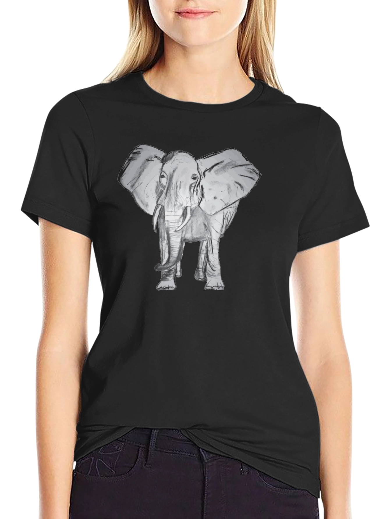 Elephant Graphic Black T-Shirt