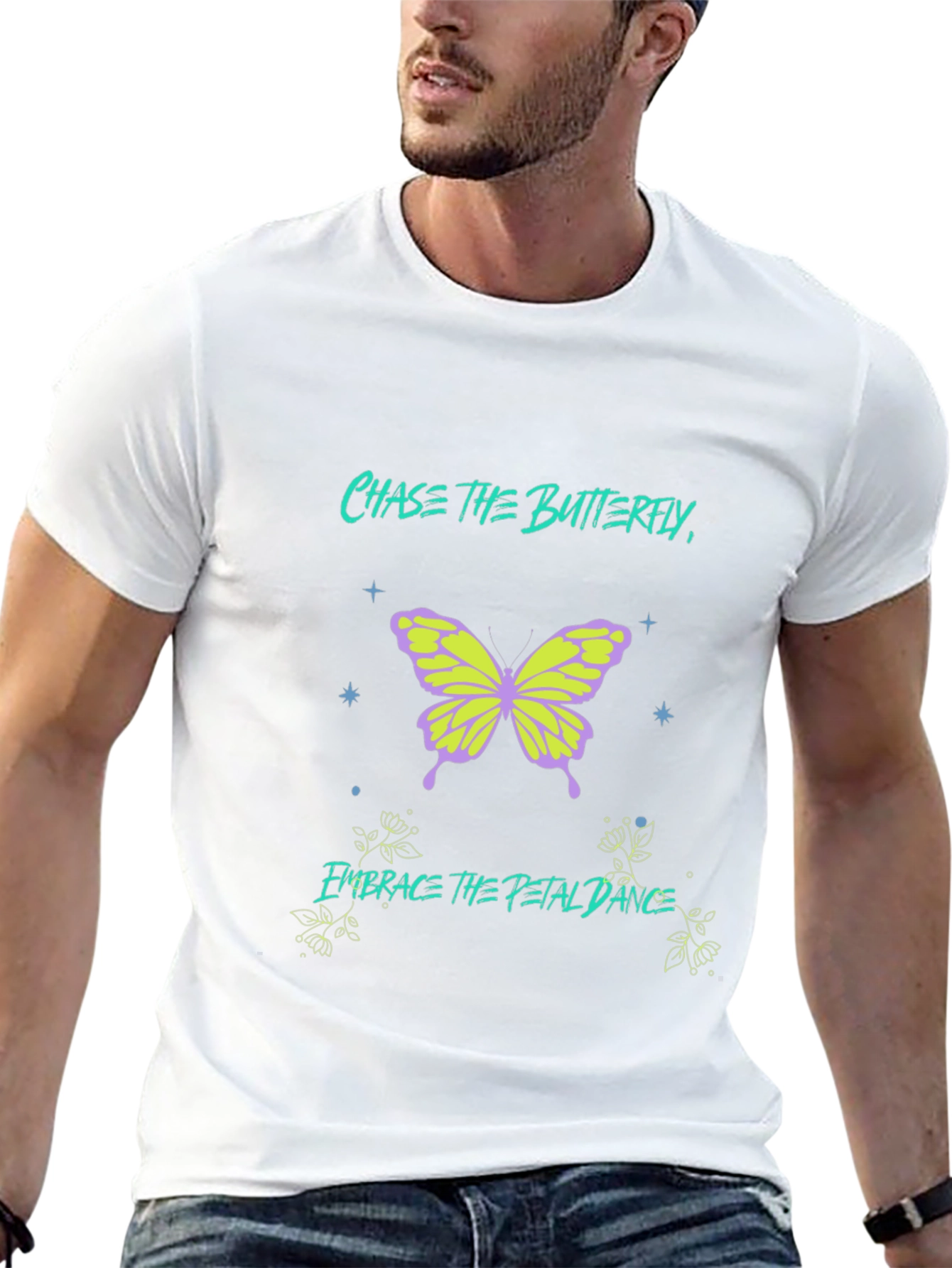 Chase the Butterfly Graphic Black T-Shirt
