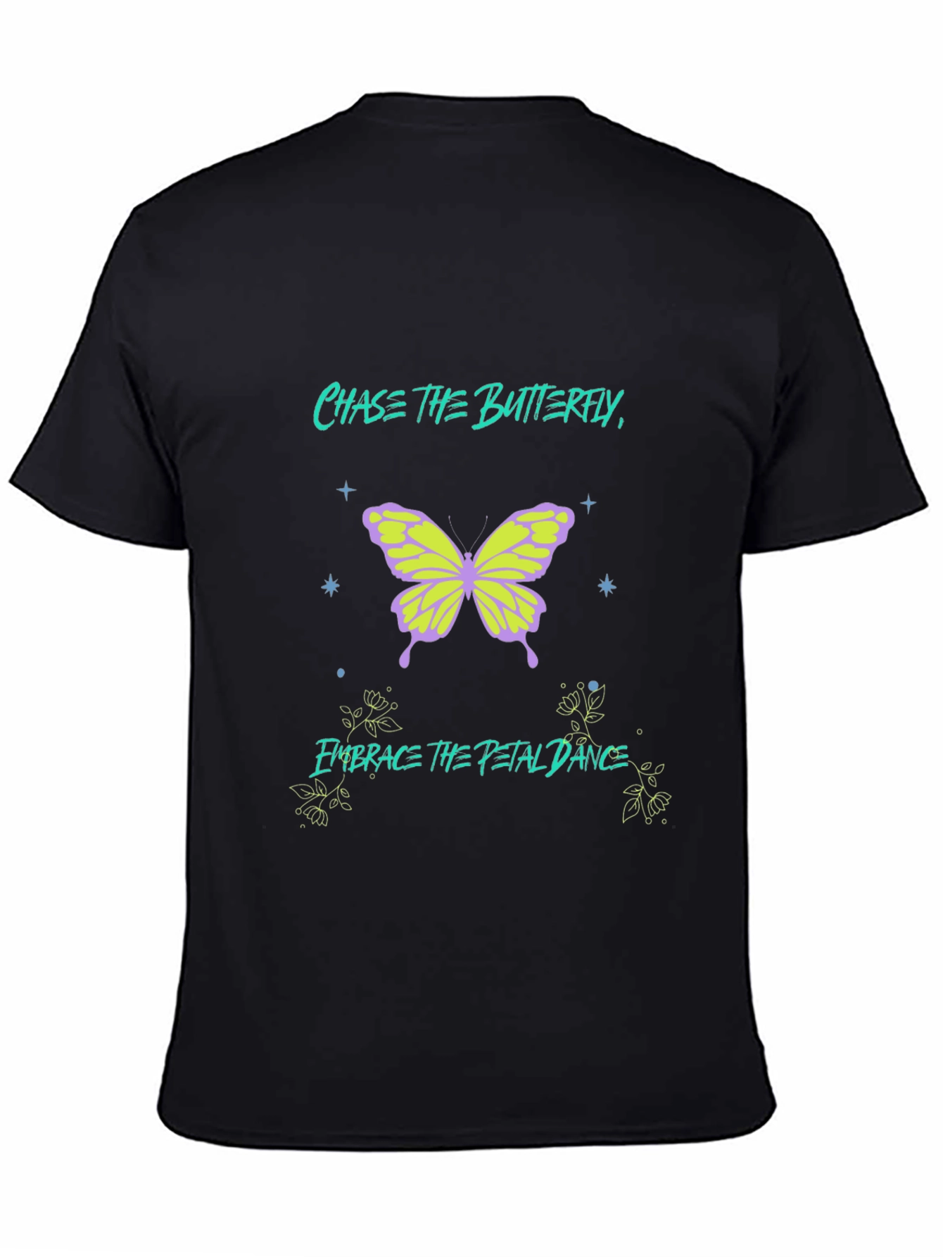 Chase the Butterfly Graphic Black T-Shirt