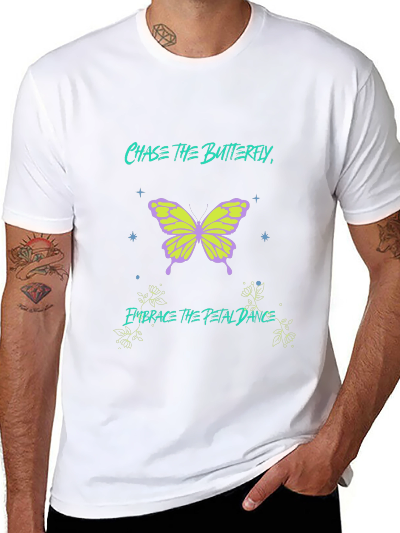 Chase the Butterfly Graphic Black T-Shirt