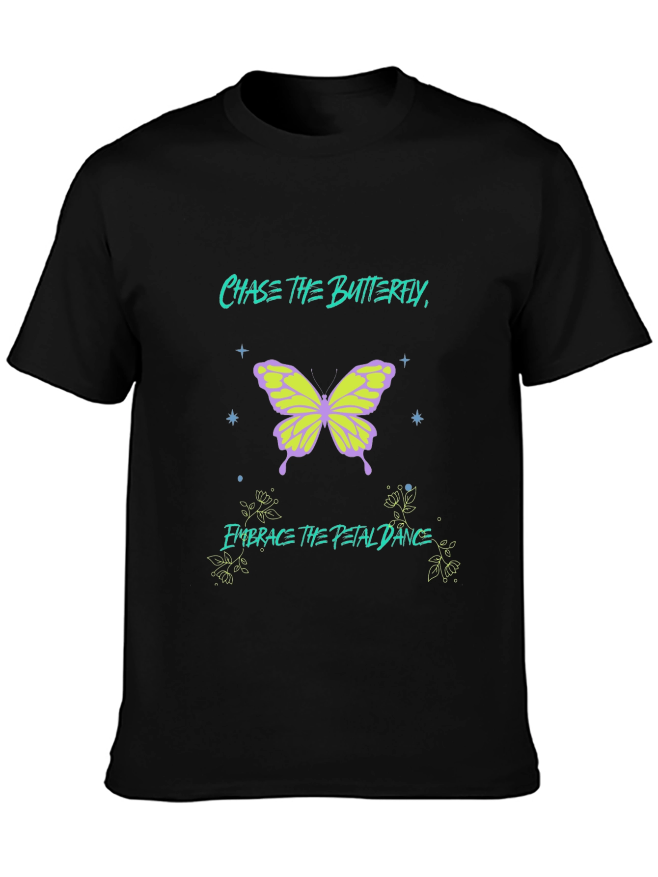 Chase the Butterfly Graphic Black T-Shirt