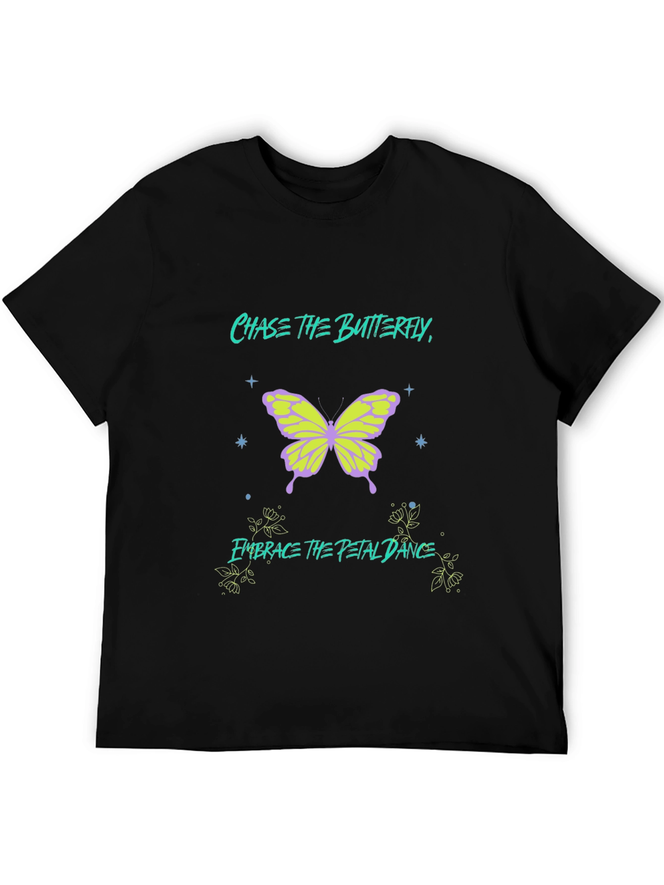 Chase the Butterfly Graphic Black T-Shirt