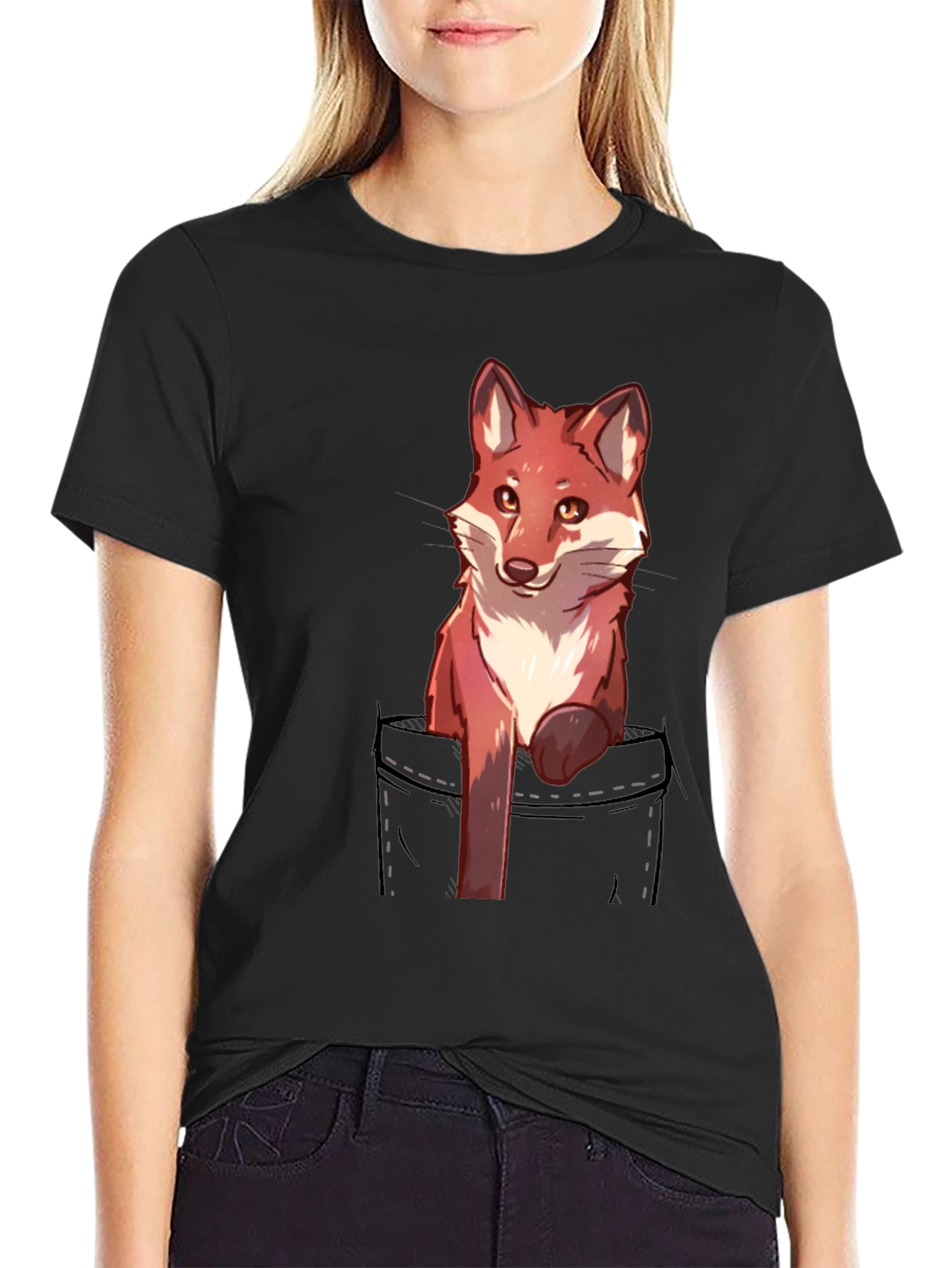 Fox in Pocket Graphic T-Shirt