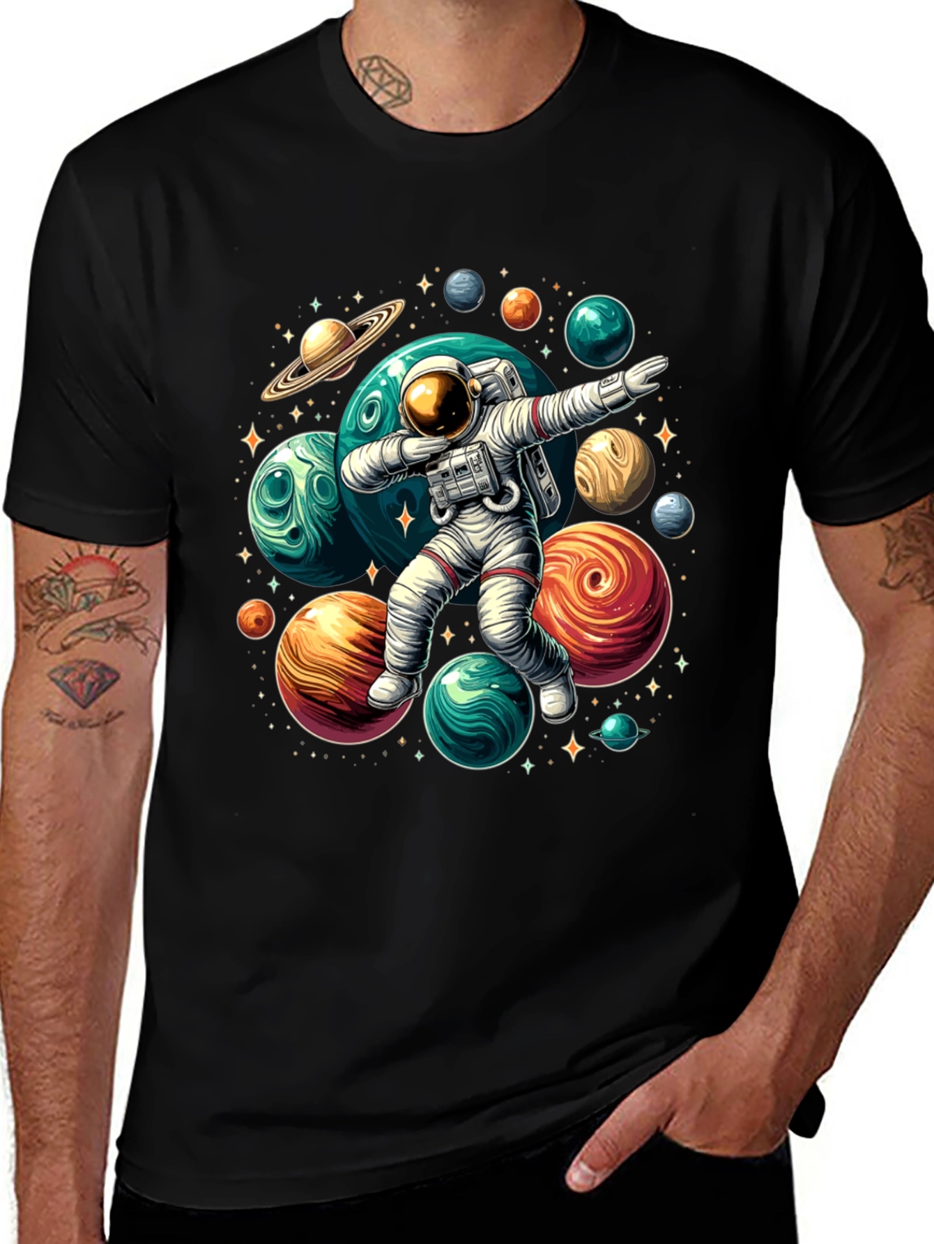 Dabbing Astronaut Planets T-Shirt - Galaxy Space Tee