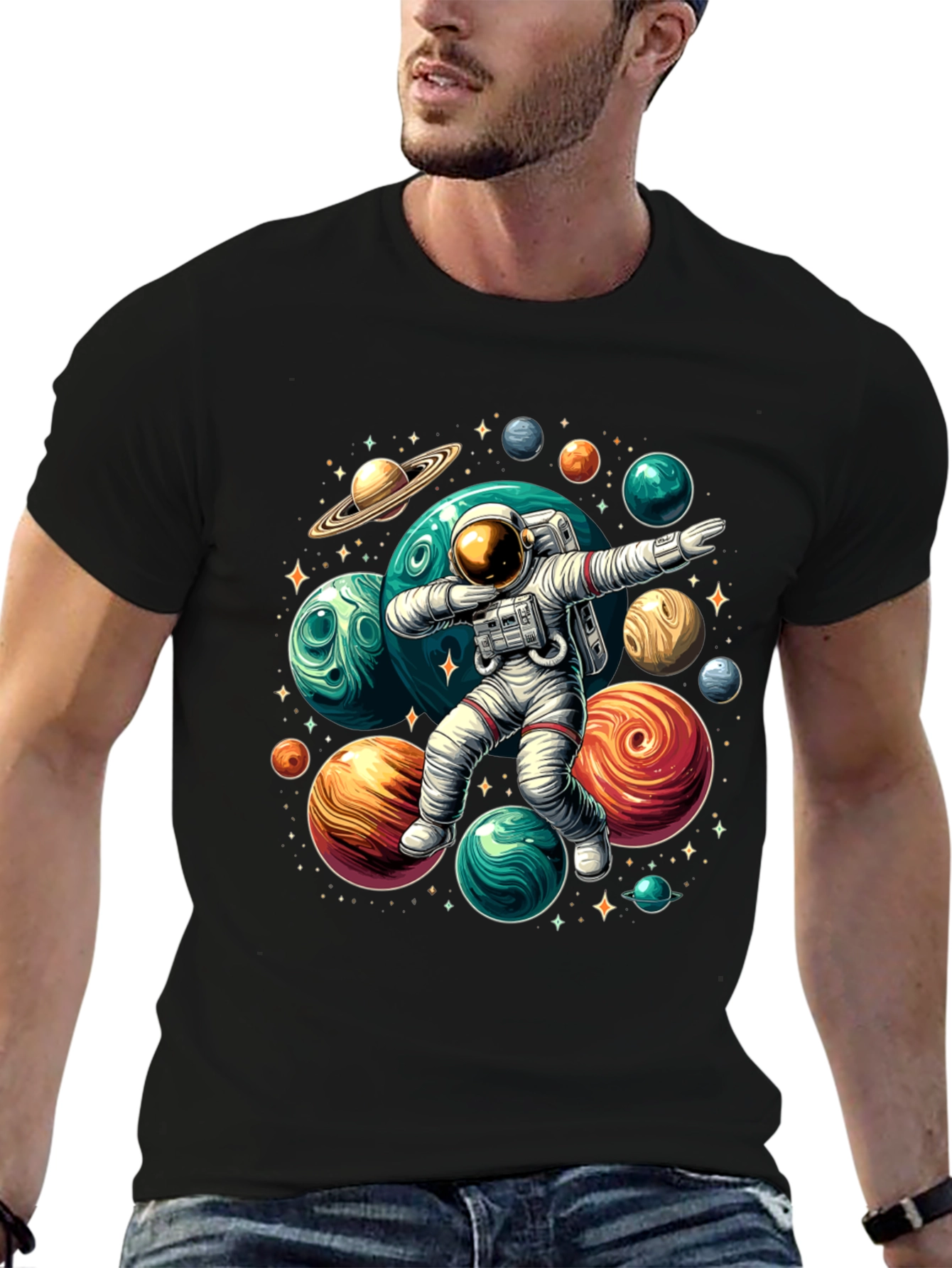 Dabbing Astronaut Planets T-Shirt - Galaxy Space Tee
