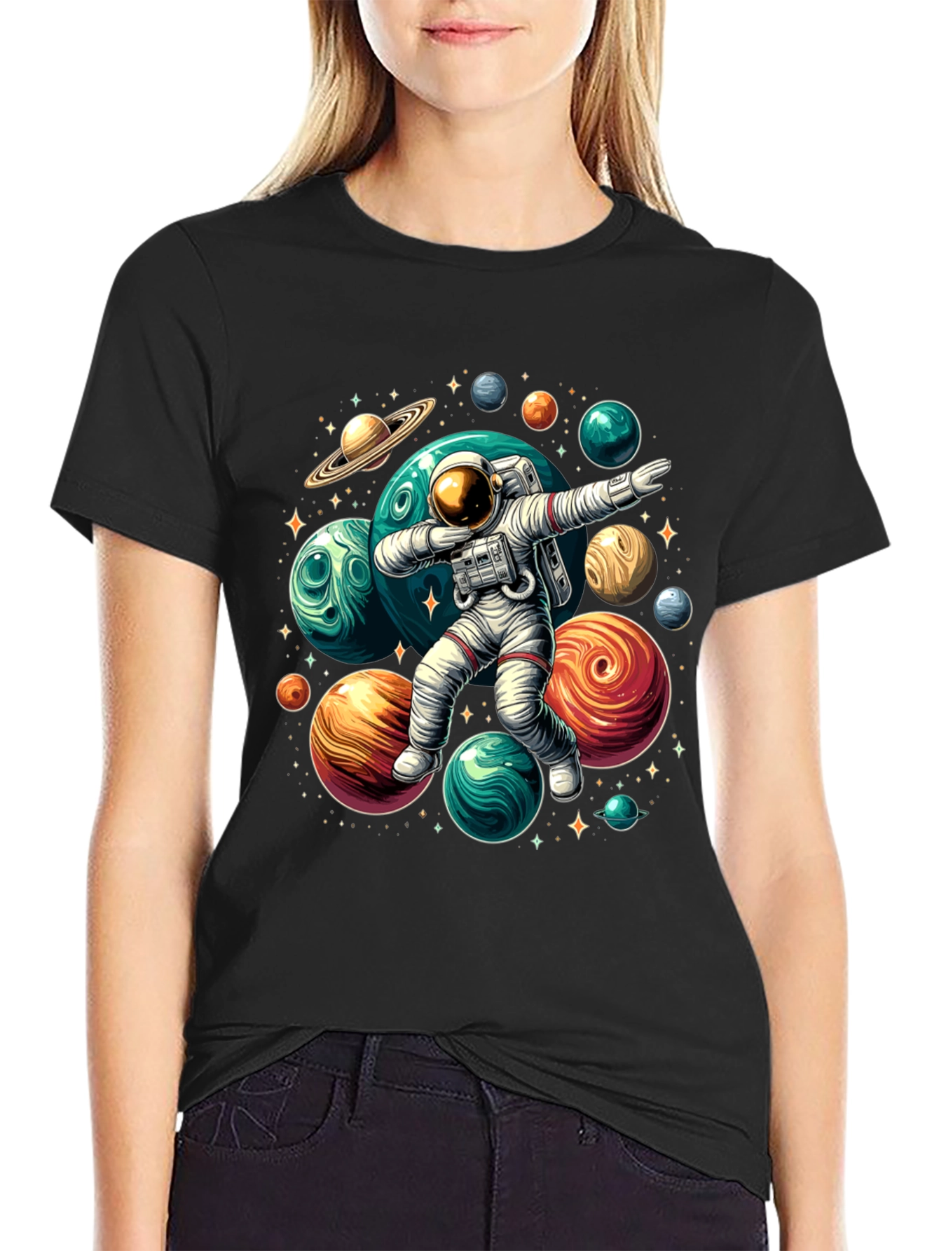Dabbing Astronaut Planets T-Shirt - Galaxy Space Tee