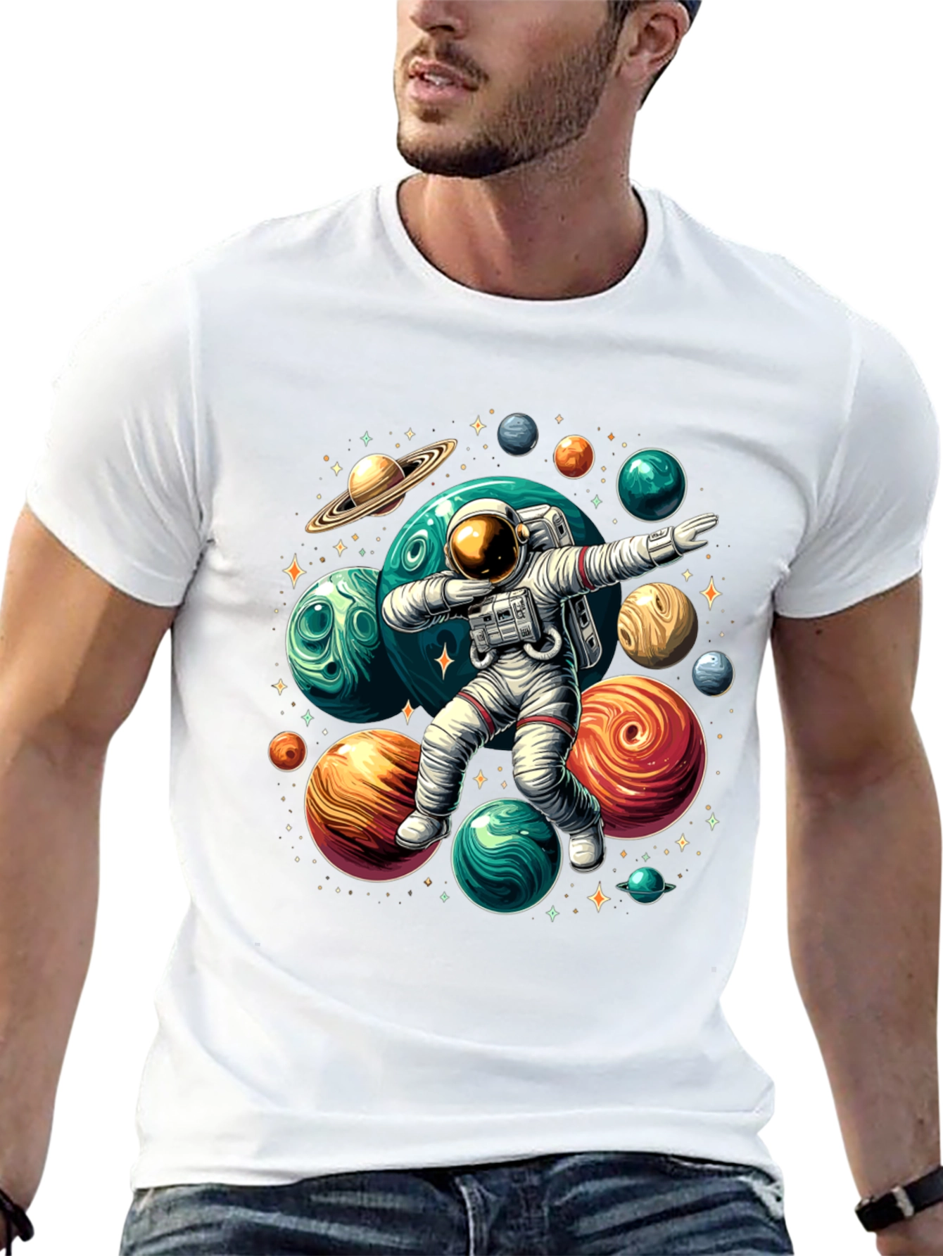 Dabbing Astronaut Planets T-Shirt - Galaxy Space Tee