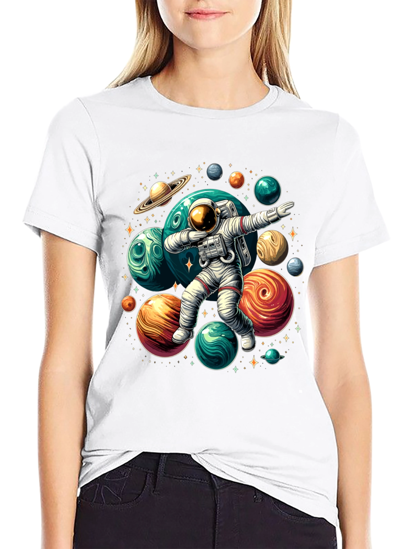 Dabbing Astronaut Planets T-Shirt - Galaxy Space Tee