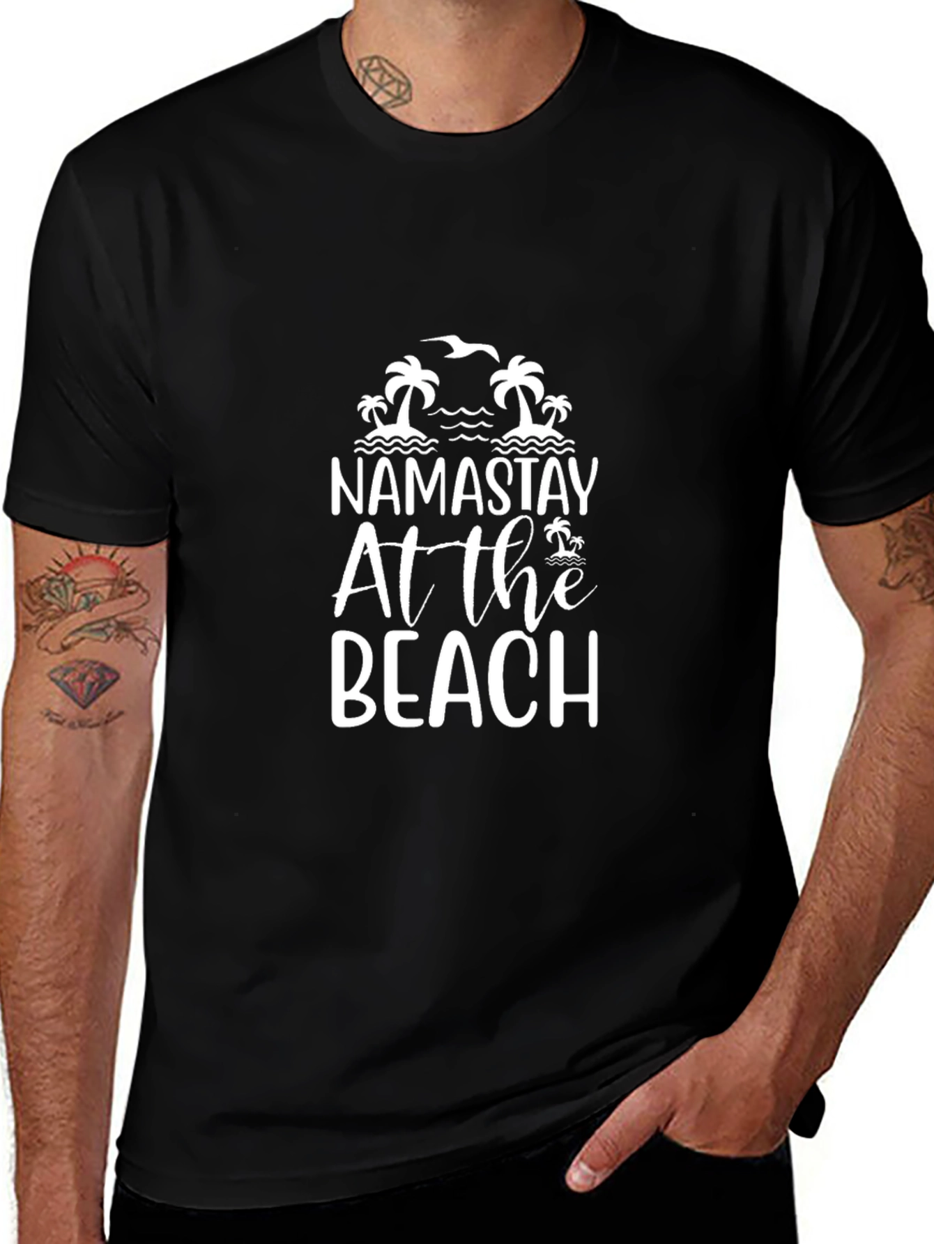 Namastay at the Beach Black Graphic Tee