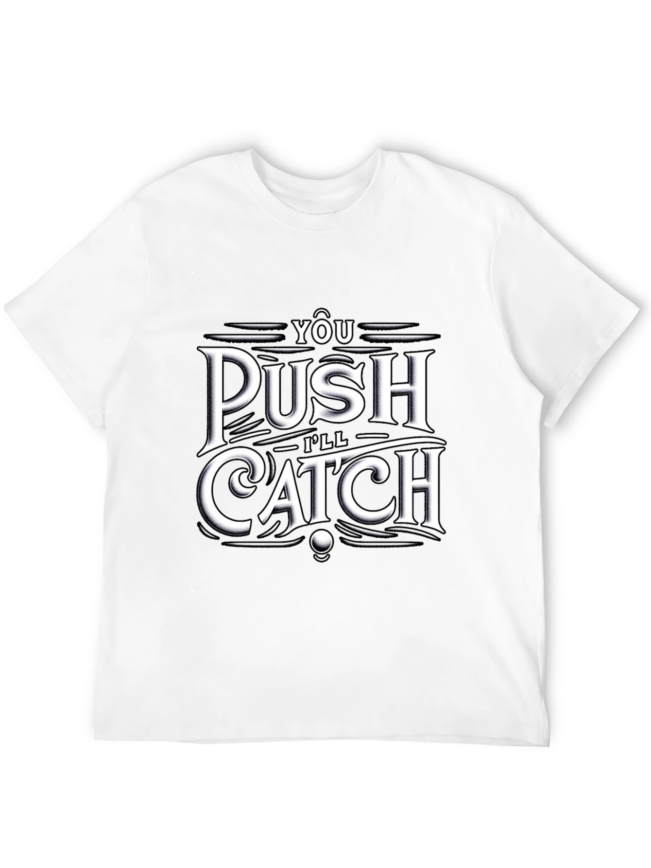Push Catch Graphic Tee - Trendy Black T-Shirt