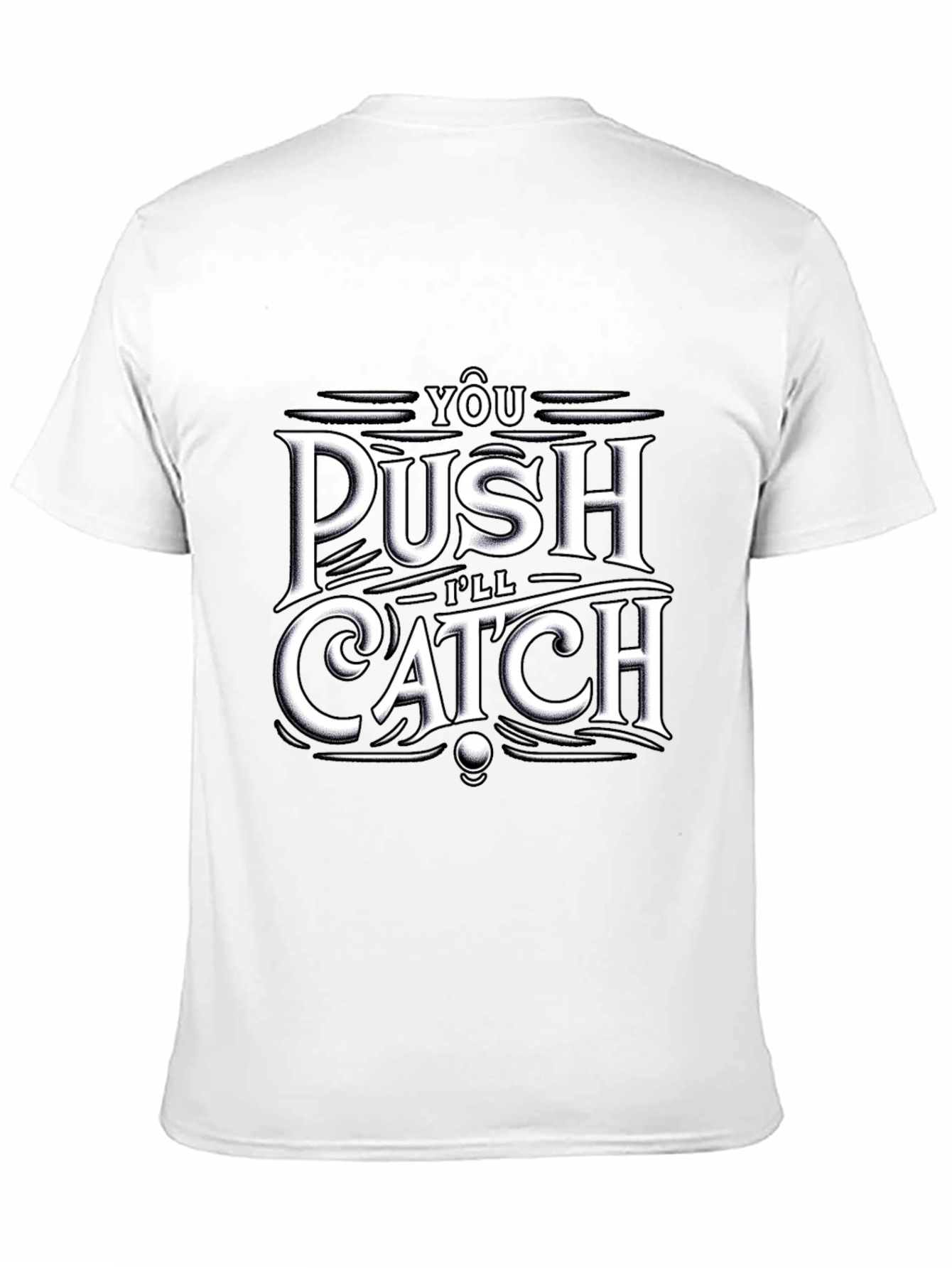 Push Catch Graphic Tee - Trendy Black T-Shirt