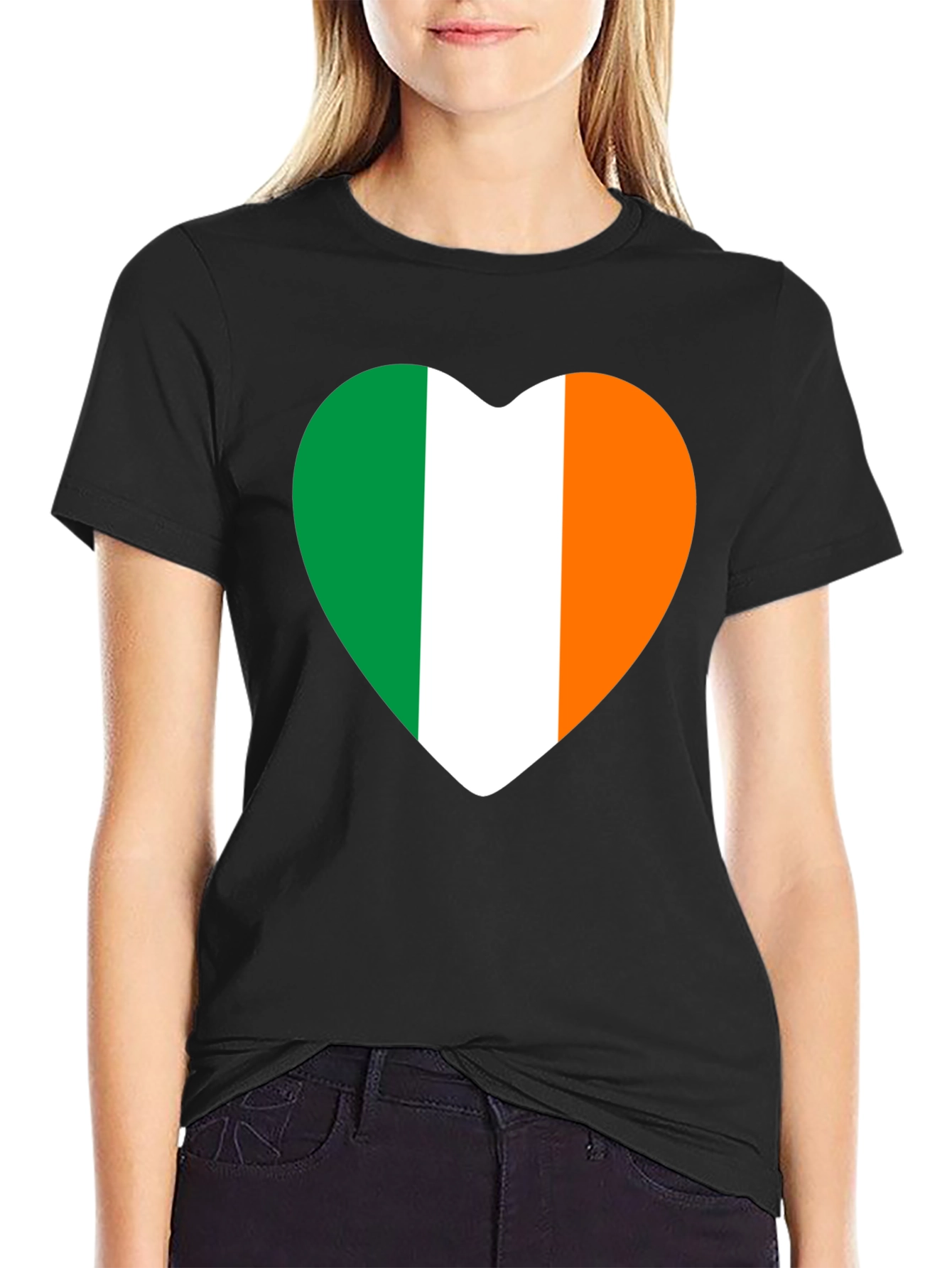 Irish Flag Heart T-Shirt - Black Tee