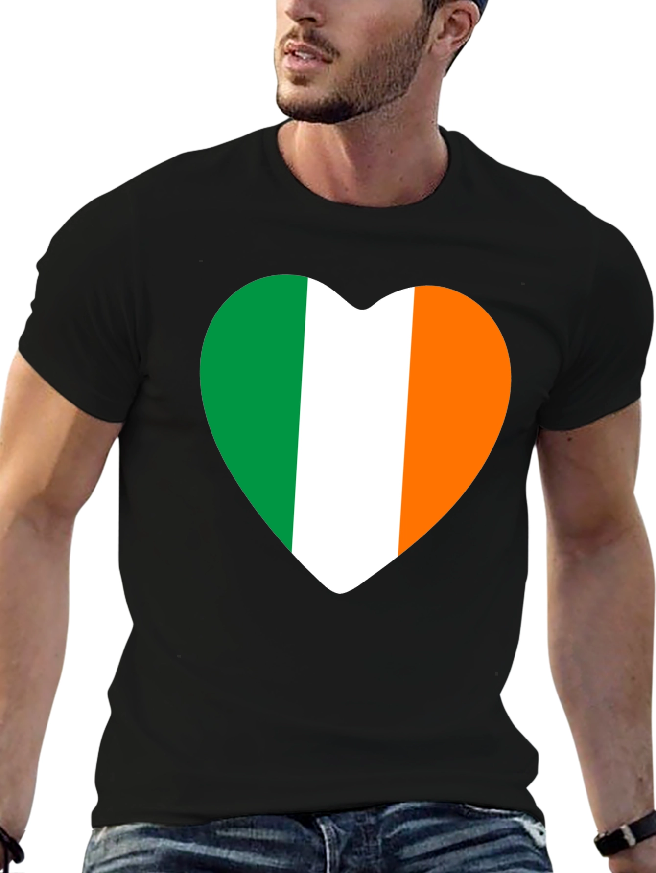 Irish Flag Heart T-Shirt - Black Tee