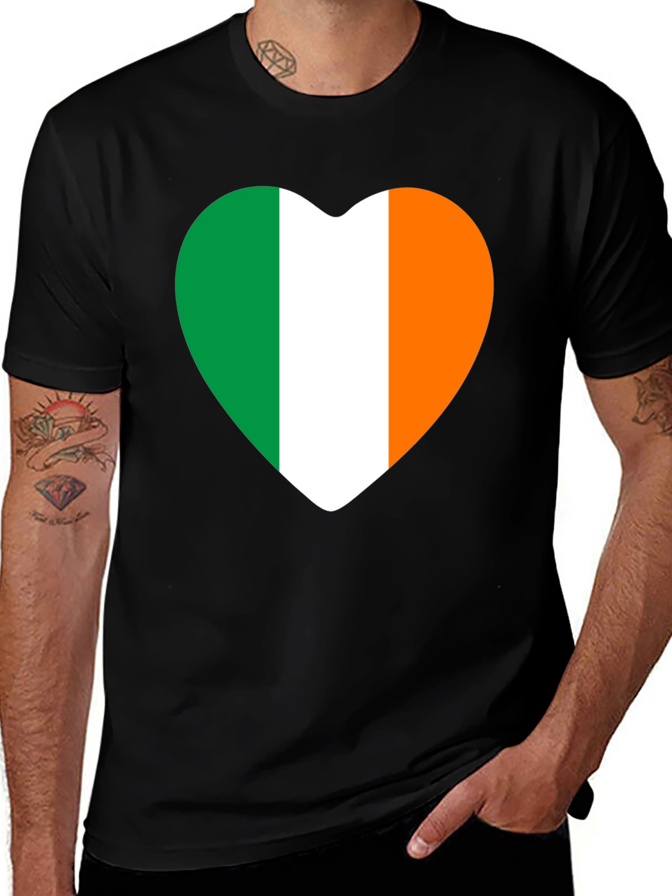 Irish Flag Heart T-Shirt - Black Tee