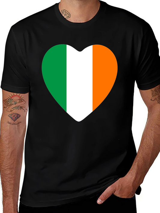 Irish Flag Heart T-Shirt - Black Tee