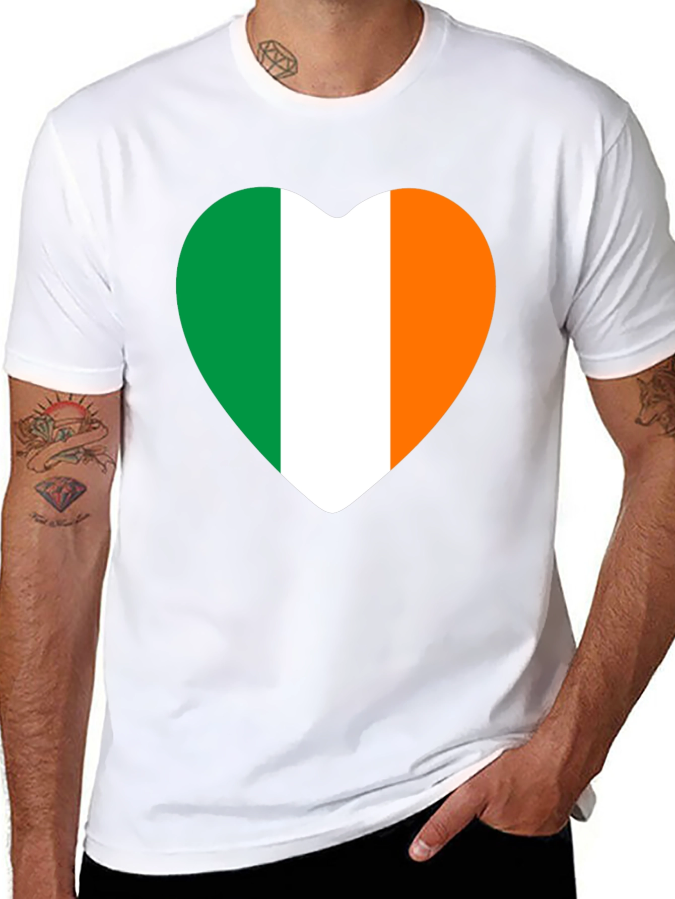 Irish Flag Heart T-Shirt - Black Tee