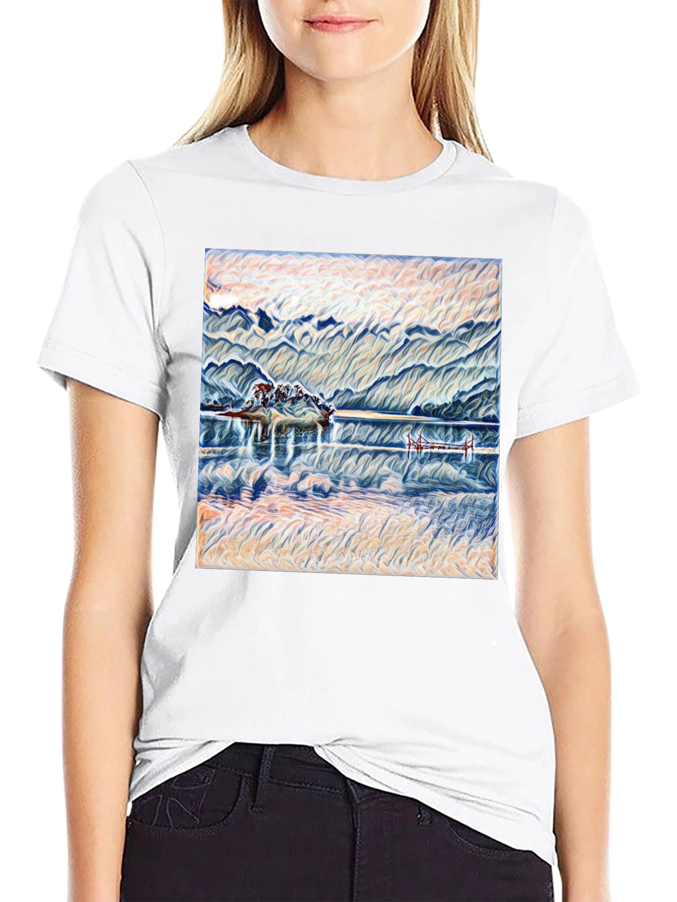 Mountain Lake View Graphic Tee - Relaxed Fit
