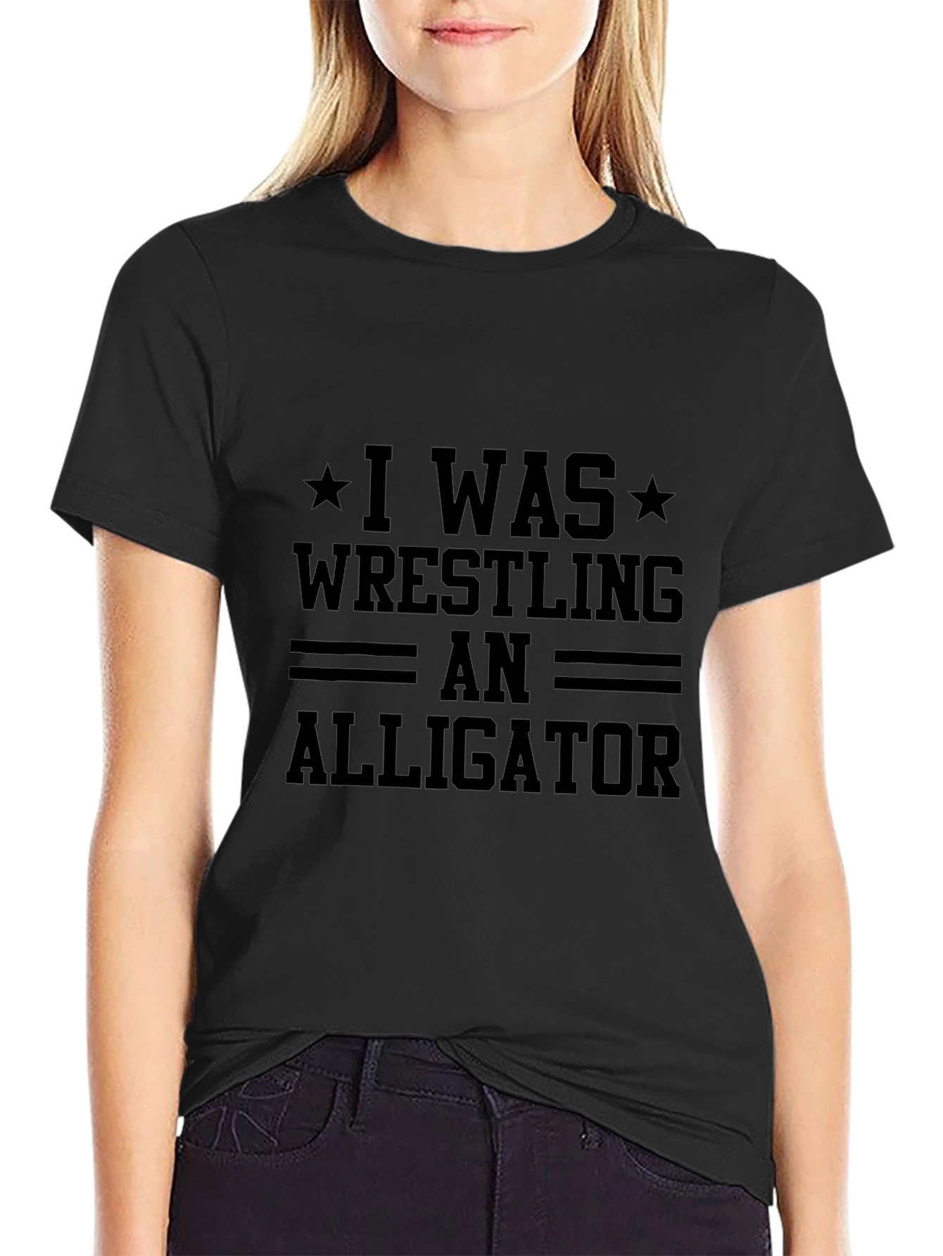 Wrestling Alligator Graphic Tee - Black T-Shirt
