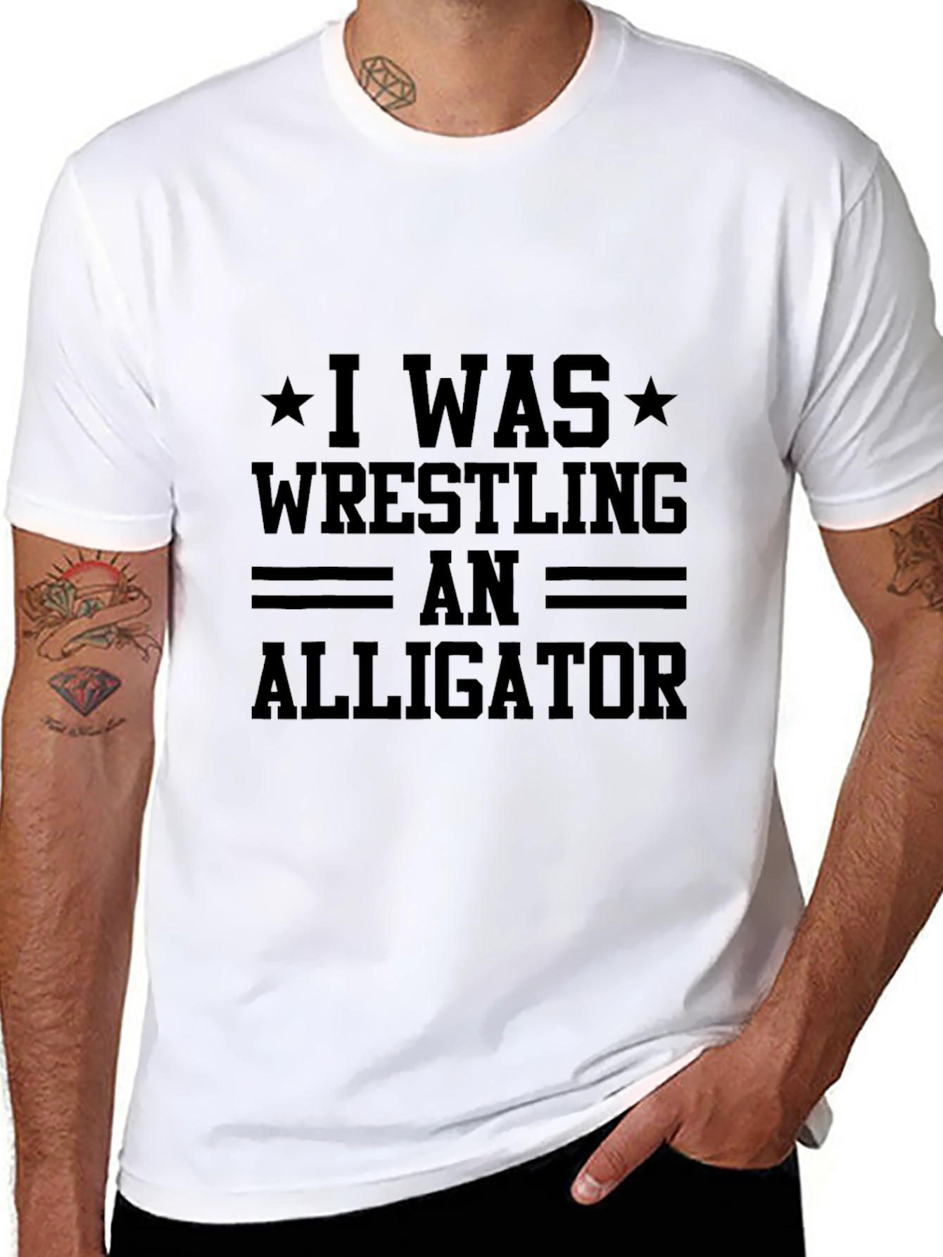 Wrestling Alligator Graphic Tee - Black T-Shirt