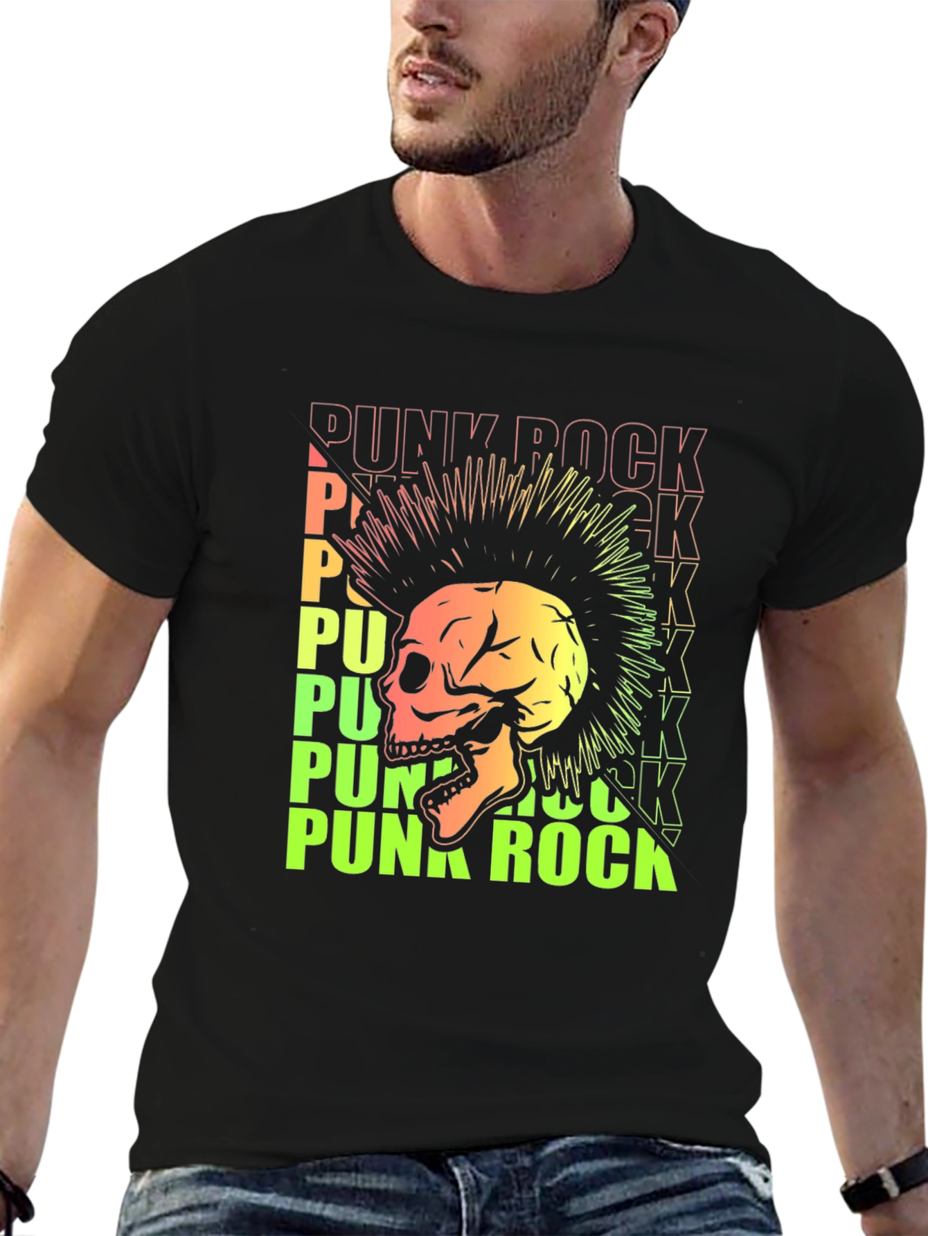 Punk Rock Skull Graphic Tee - Edgy Style