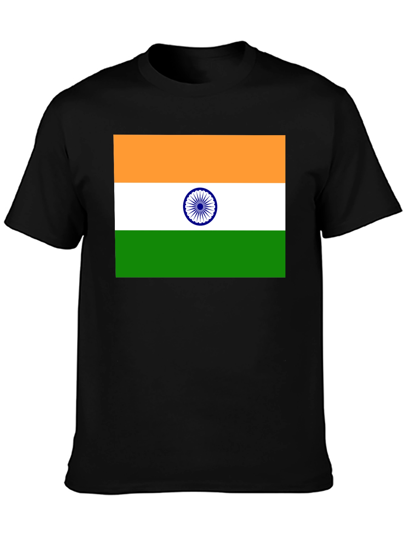India Flag Graphic T-Shirt - Black Cotton Blend