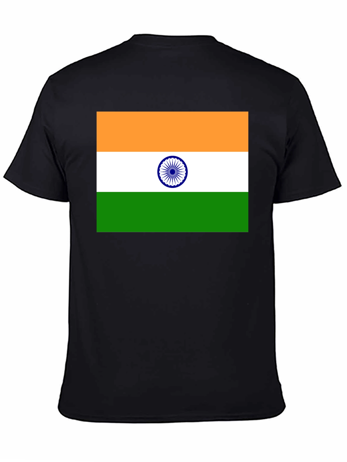 India Flag Graphic T-Shirt - Black Cotton Blend