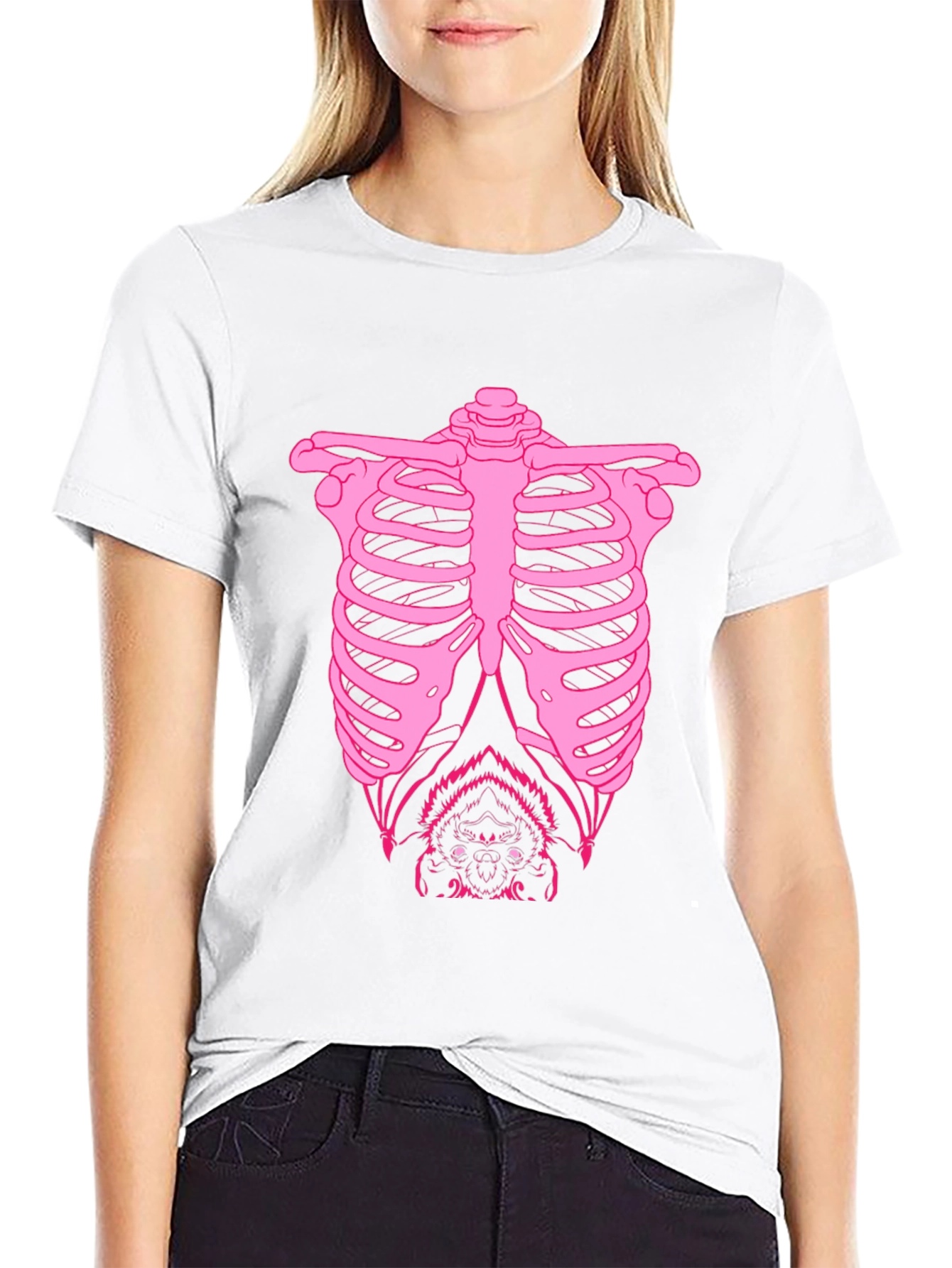 Bat Ribcage Graphic Tee - Black