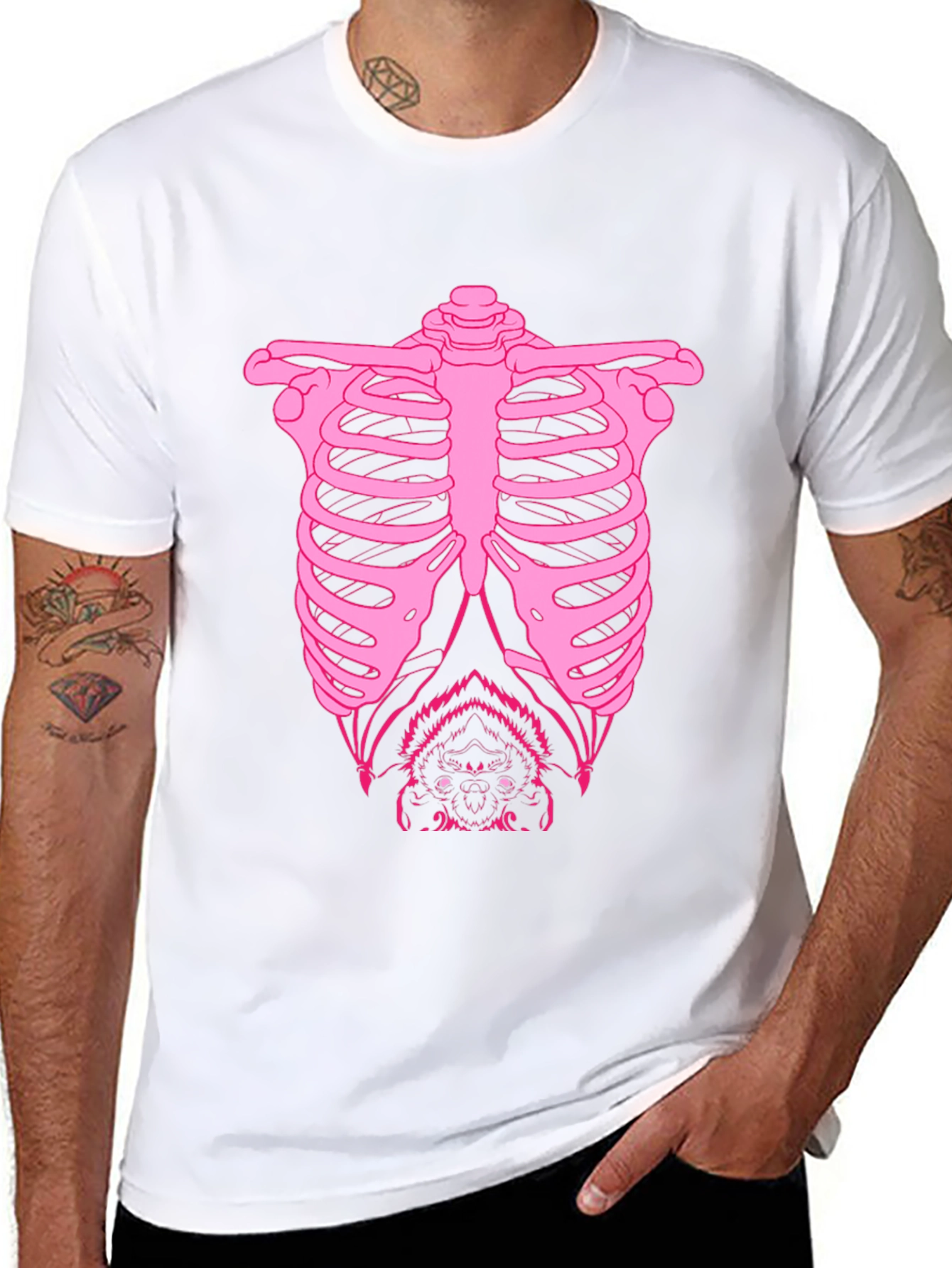 Bat Ribcage Graphic Tee - Black