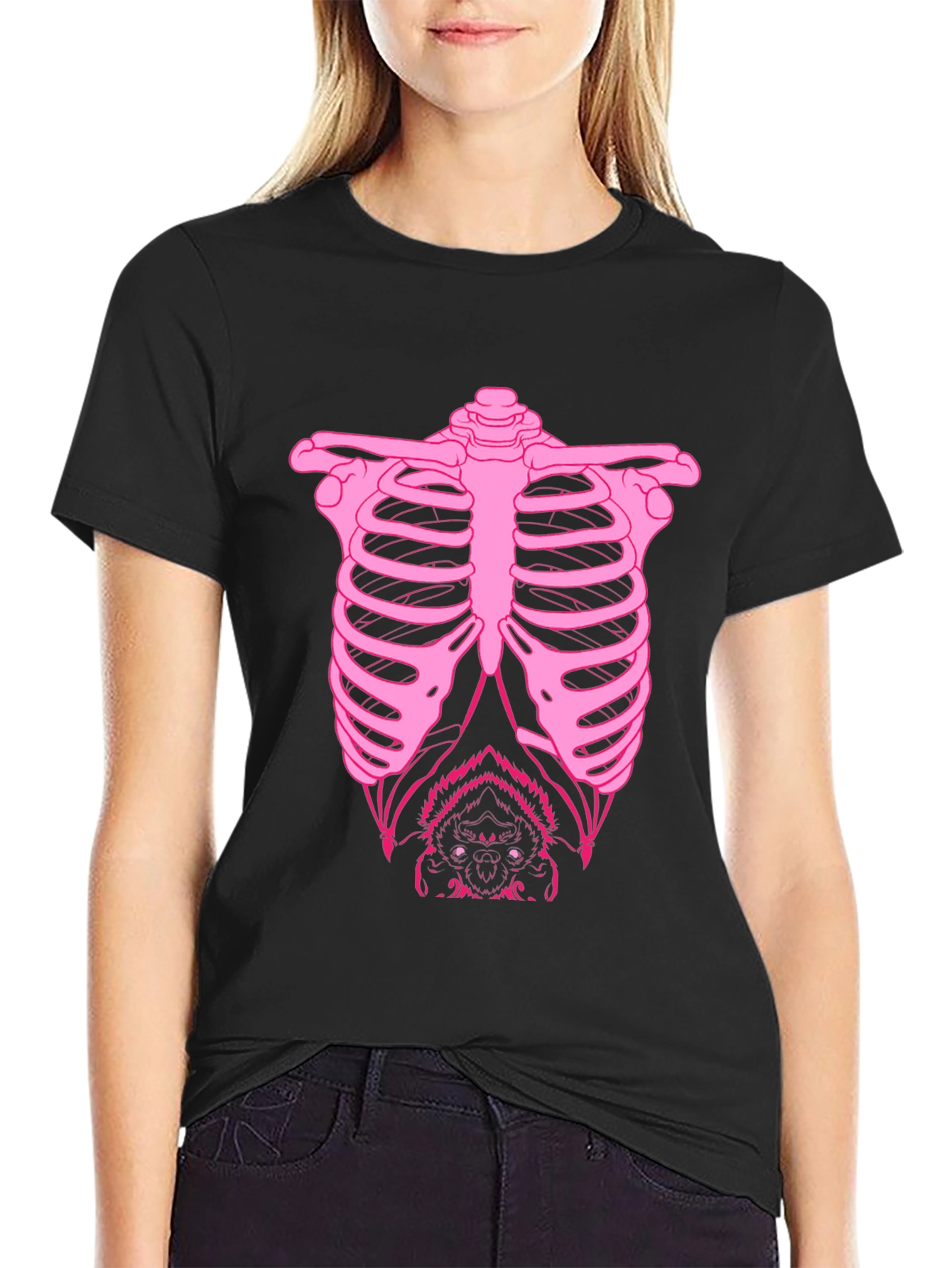 Bat Ribcage Graphic Tee - Black