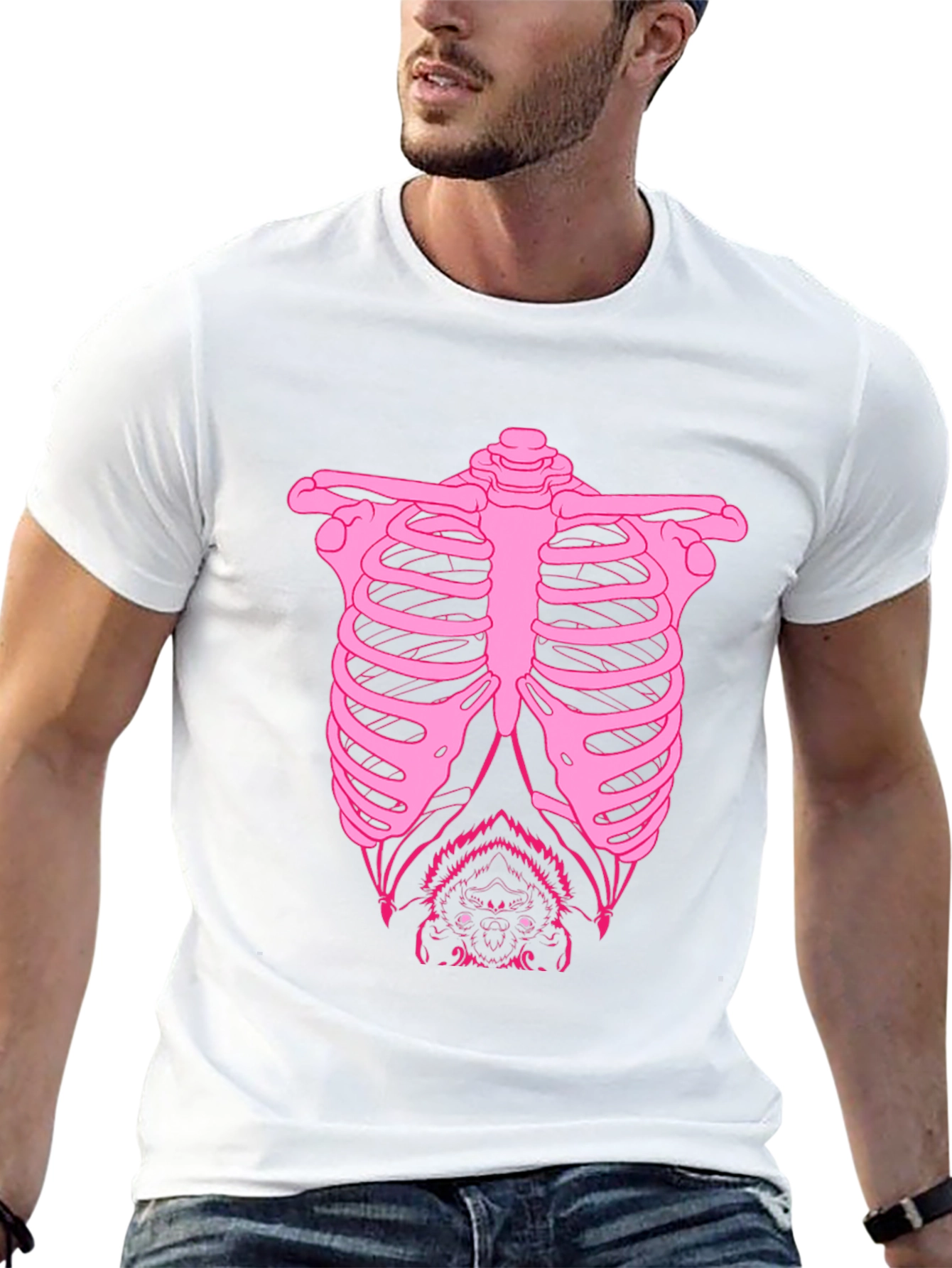 Bat Ribcage Graphic Tee - Black