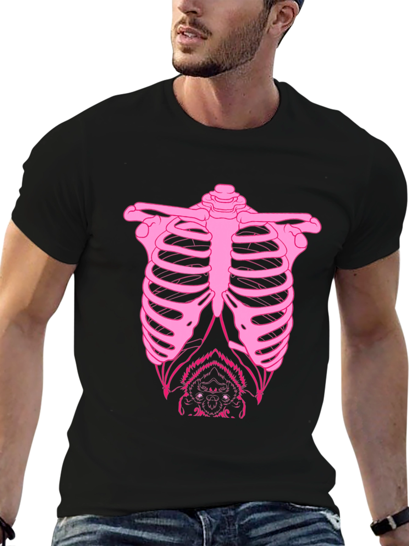 Bat Ribcage Graphic Tee - Black